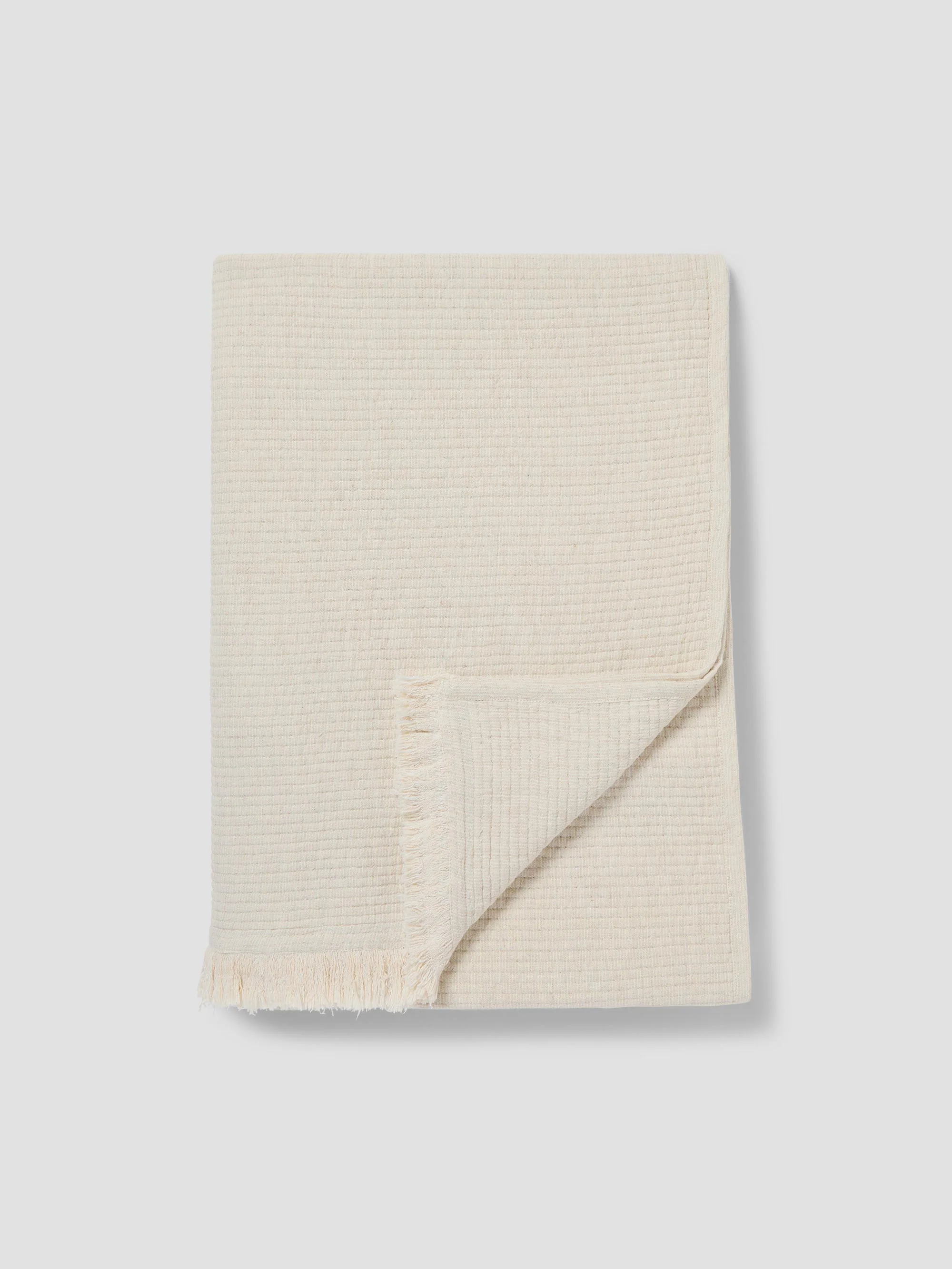 Recyclable Oatmeal Cotton Textured Throw Fine
