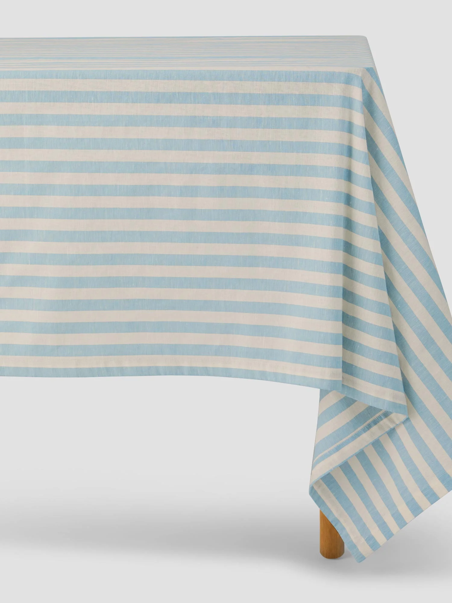 Proven Coastal Blue Pembroke Stripe Linen Blend Tablecloth Responsible