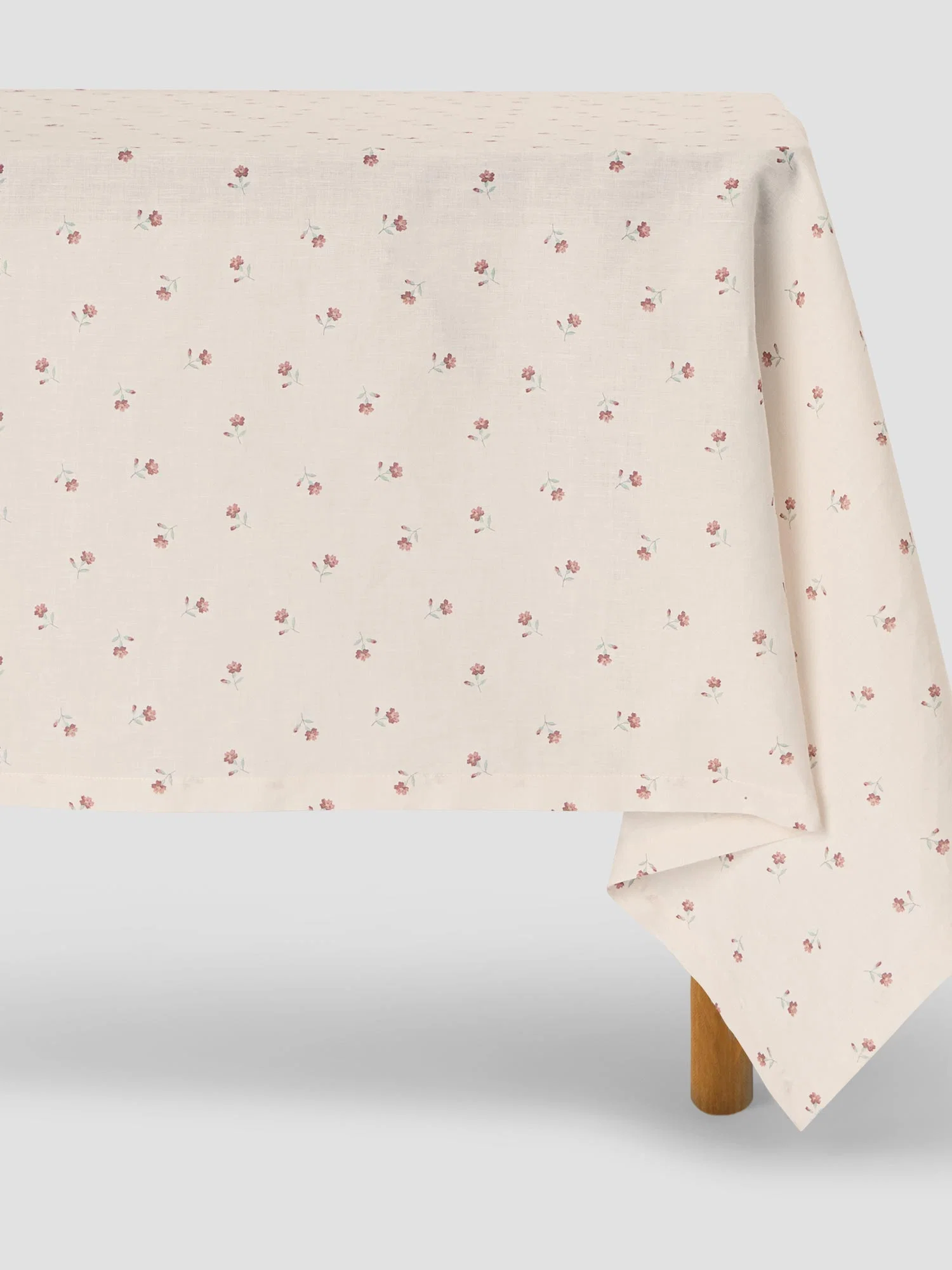 Traditional Pearl Posy Bud Linen Blend Tablecloth Smooth