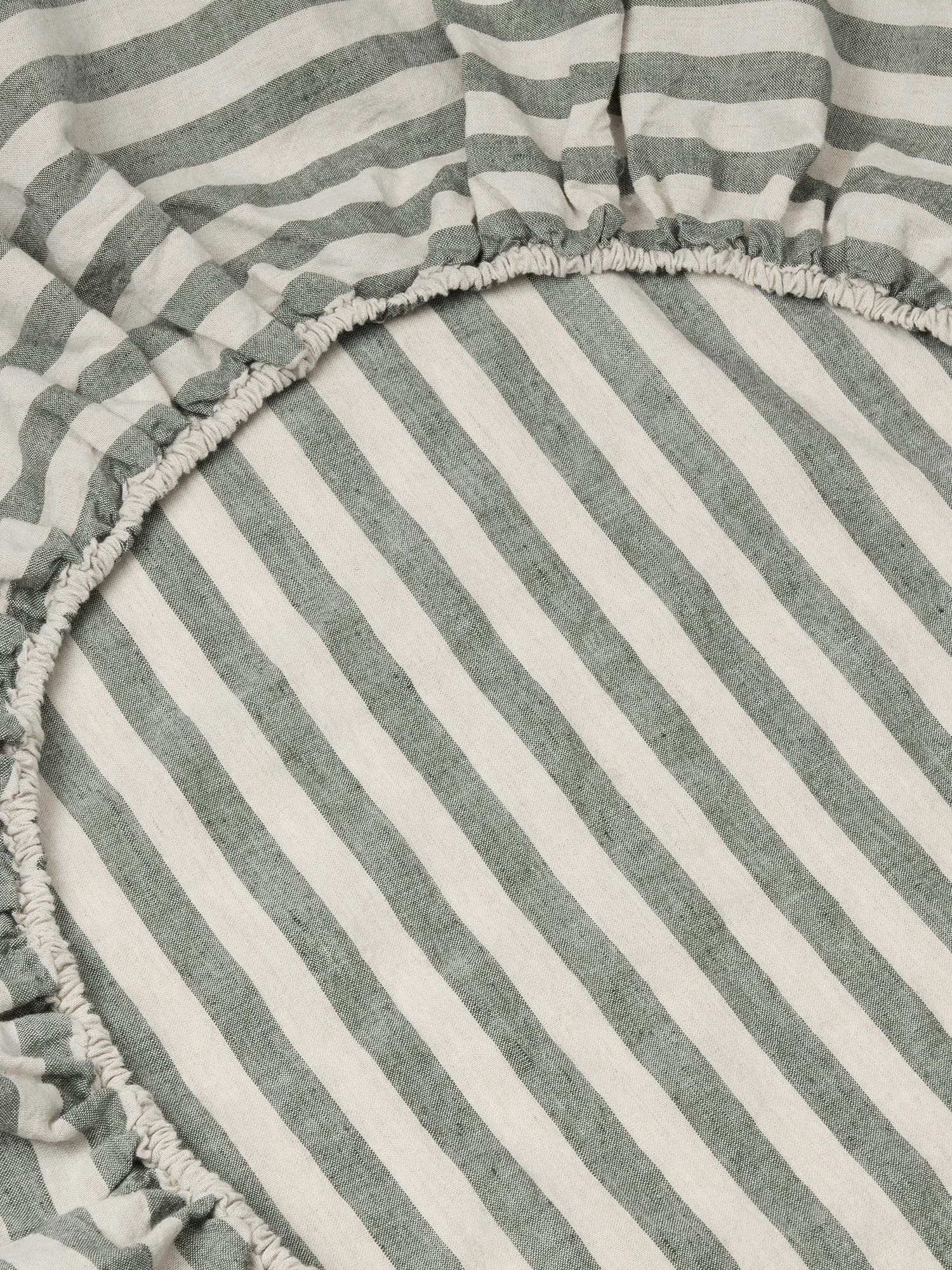 Verified Fern Pembroke Stripe Linen Blend Fitted Sheet Modern