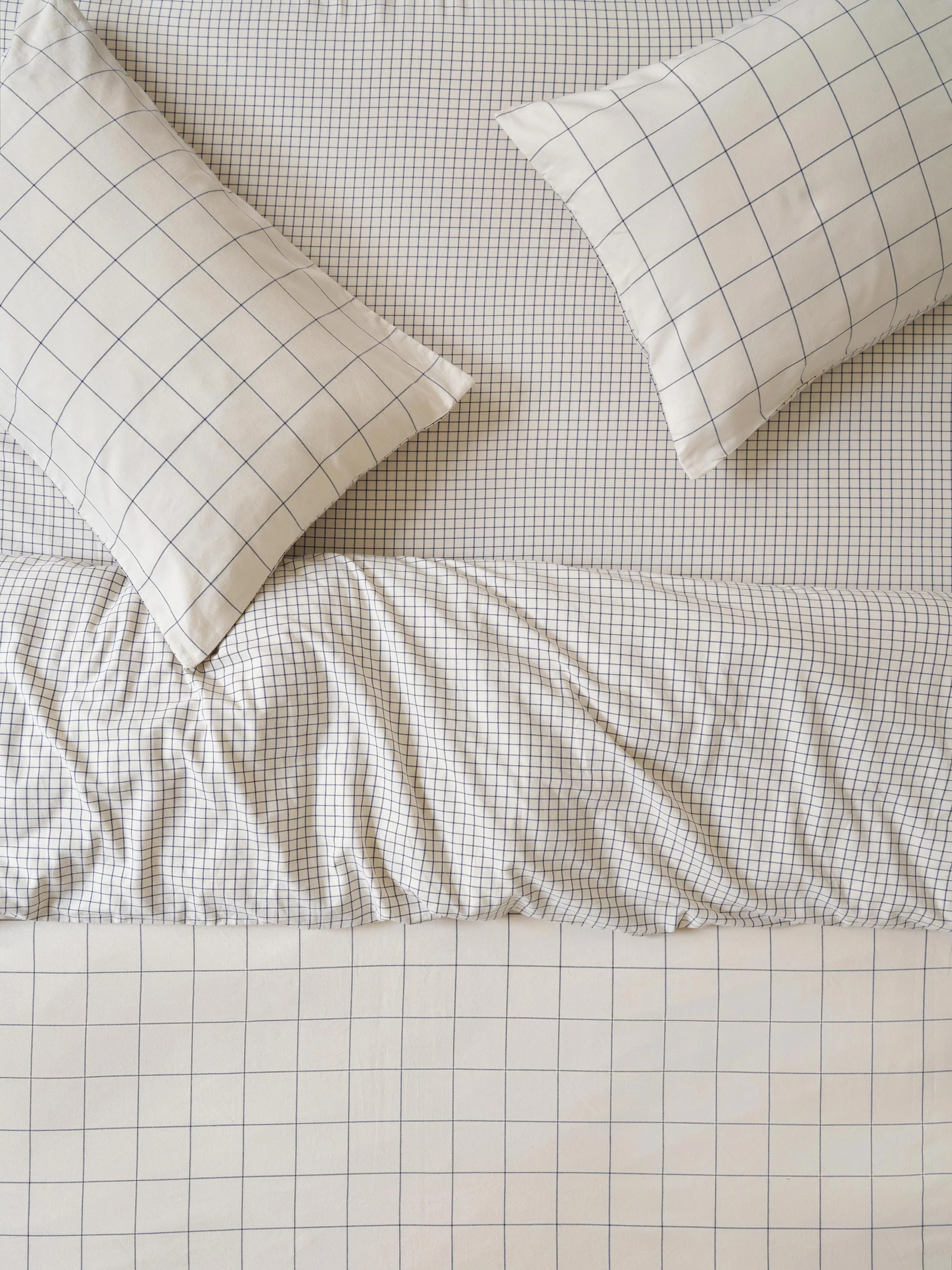 Trusted Dream Blue Burlow Check Cotton Percale Duvet Cover Premium