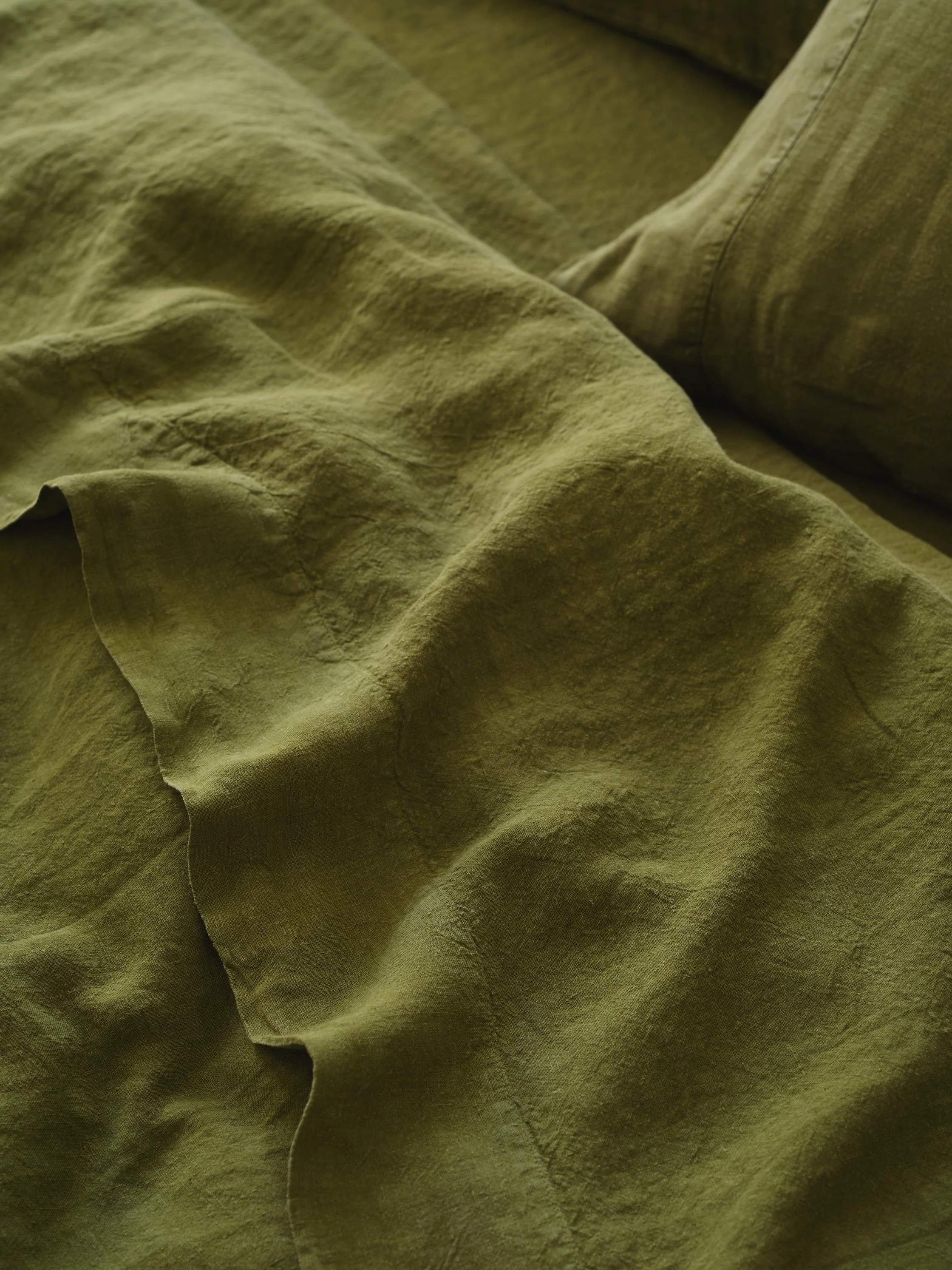 Sustainable Botanical Green Linen Blend Flat Sheet Optimized