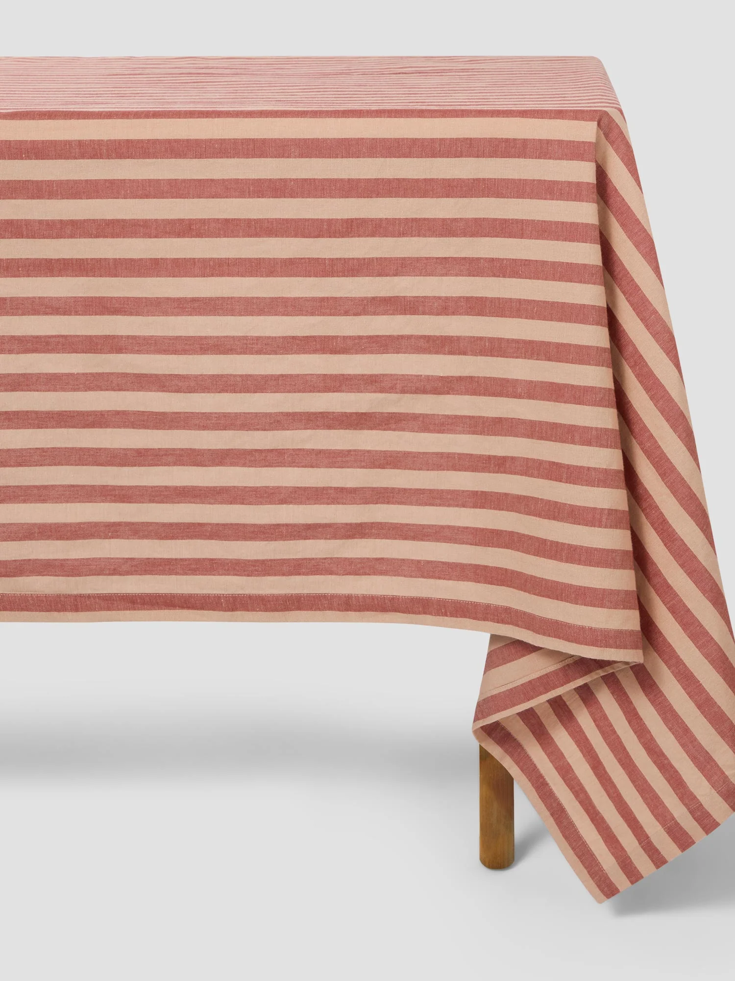 Safe Sandstone Red Pembroke Stripe Linen Blend Tablecloth Original Design