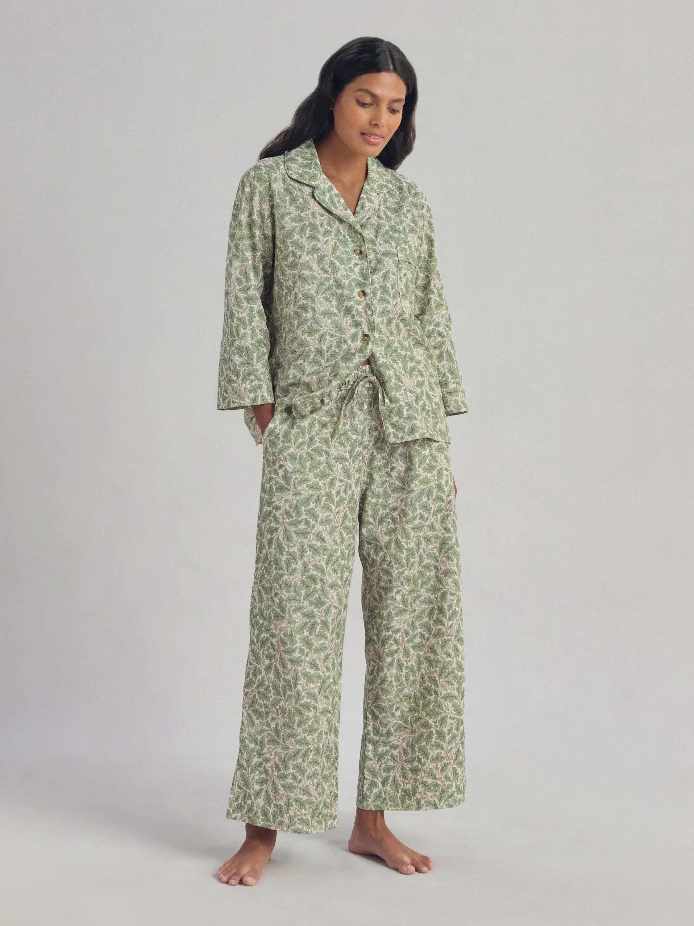 High-Grade Leafy Arbour Oak Cotton Cropped Trouser Set Reliable