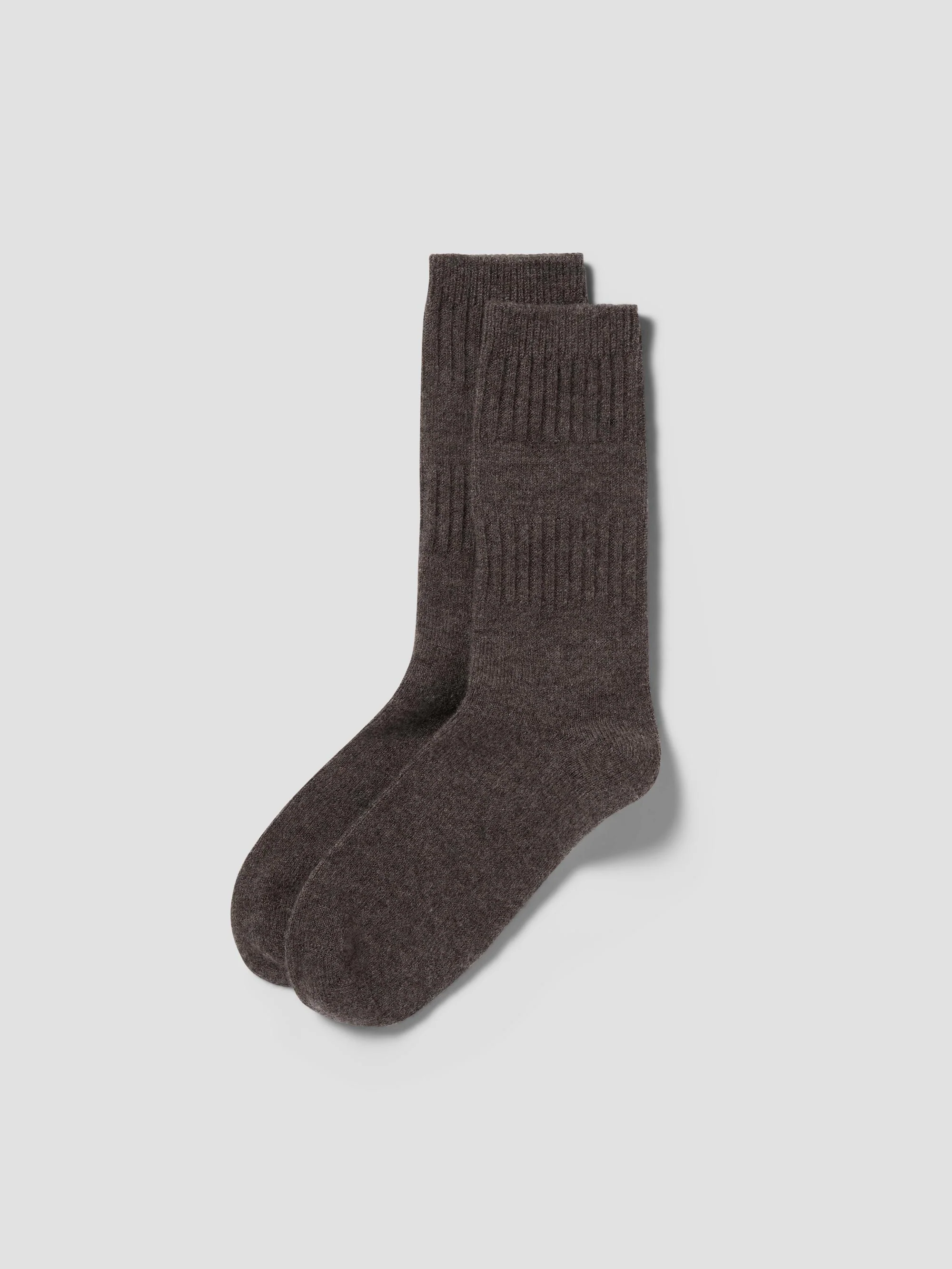 Classic Warm Grey Merino Wool Ribbed Socks First-Class