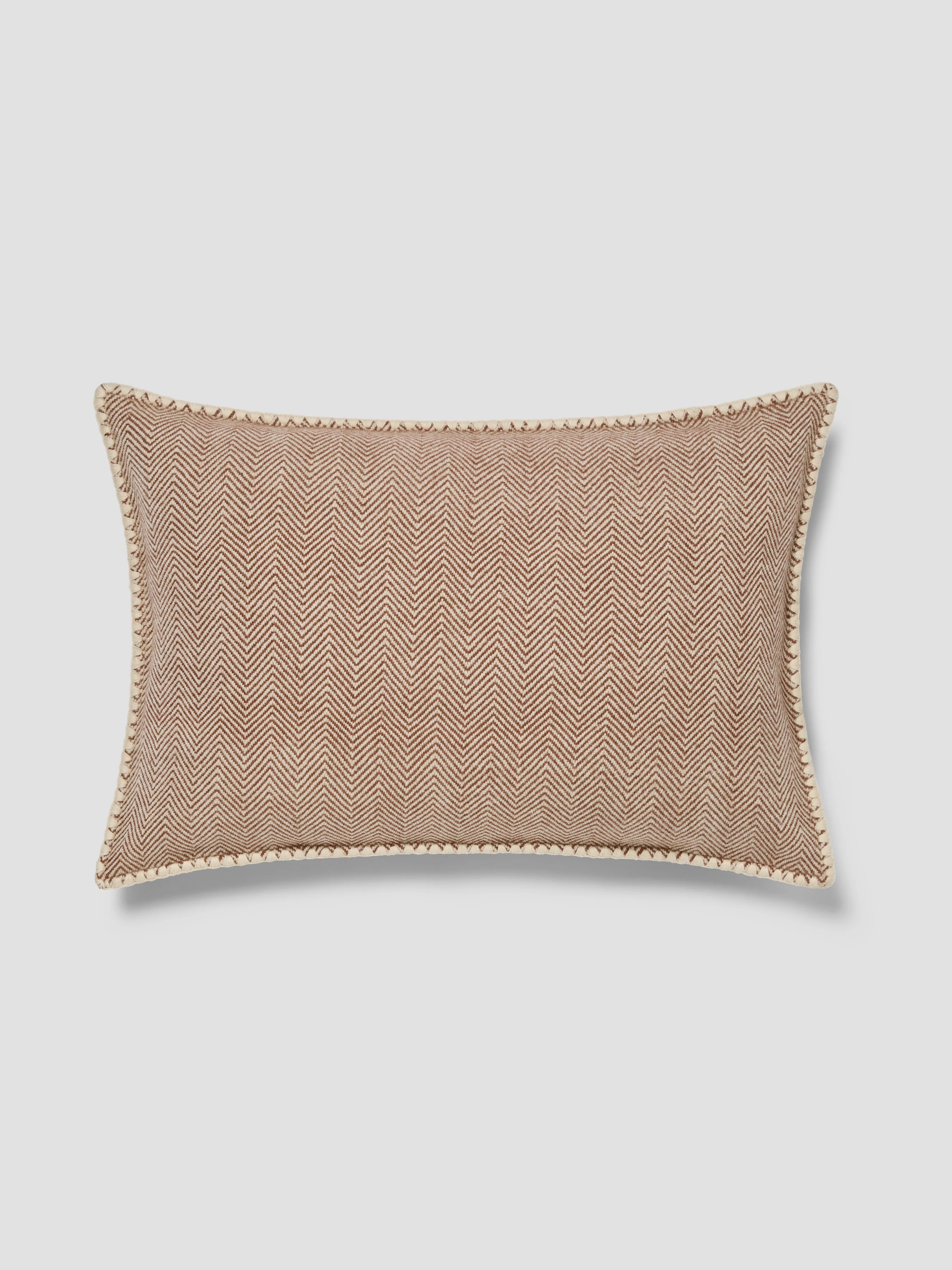 Functional Mocha Herringbone Wool Rectangle Cushion Cover Elite