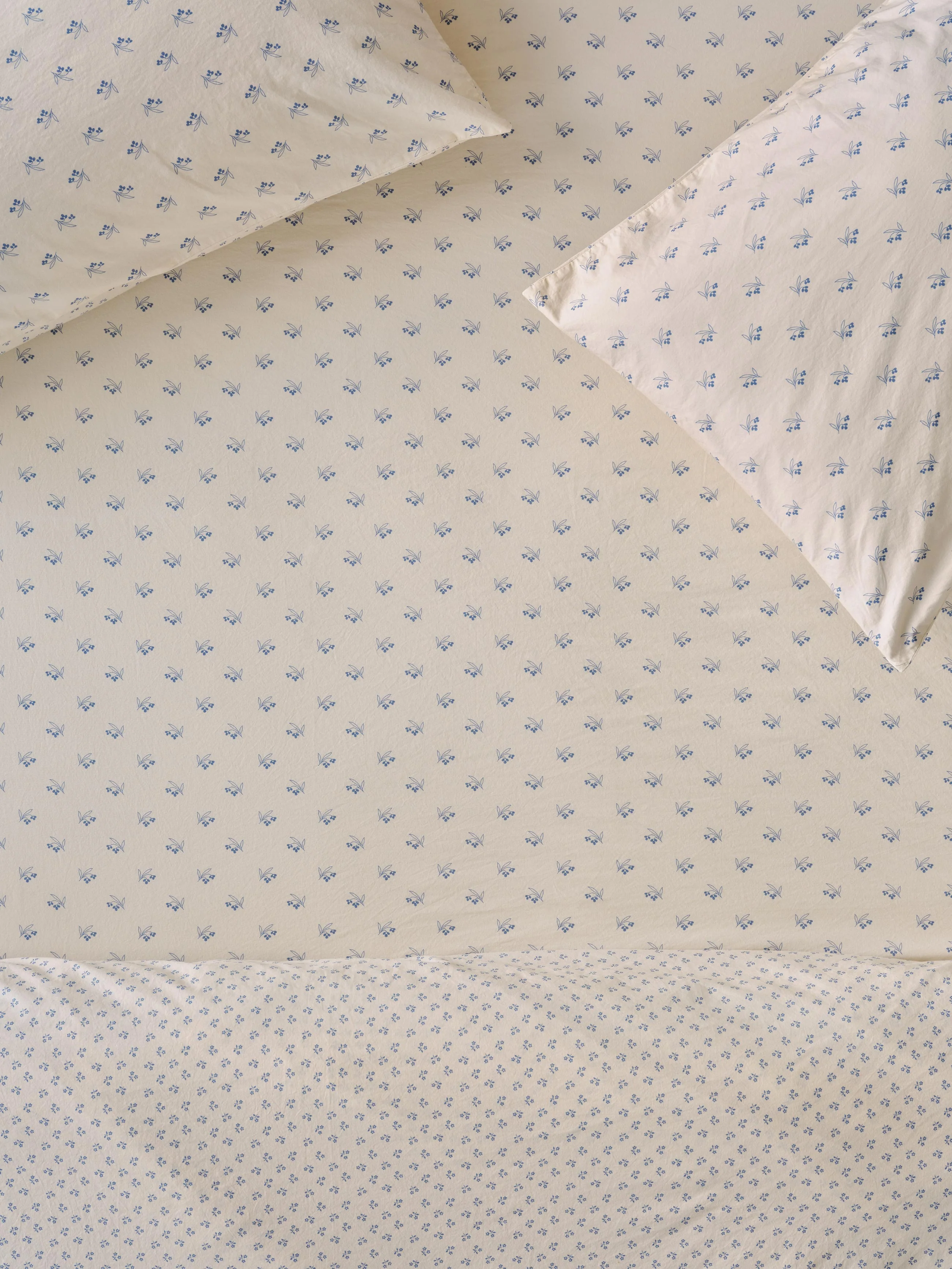 High-Quality Cove Blue Martha Floral Cotton Fitted Sheet Specialty