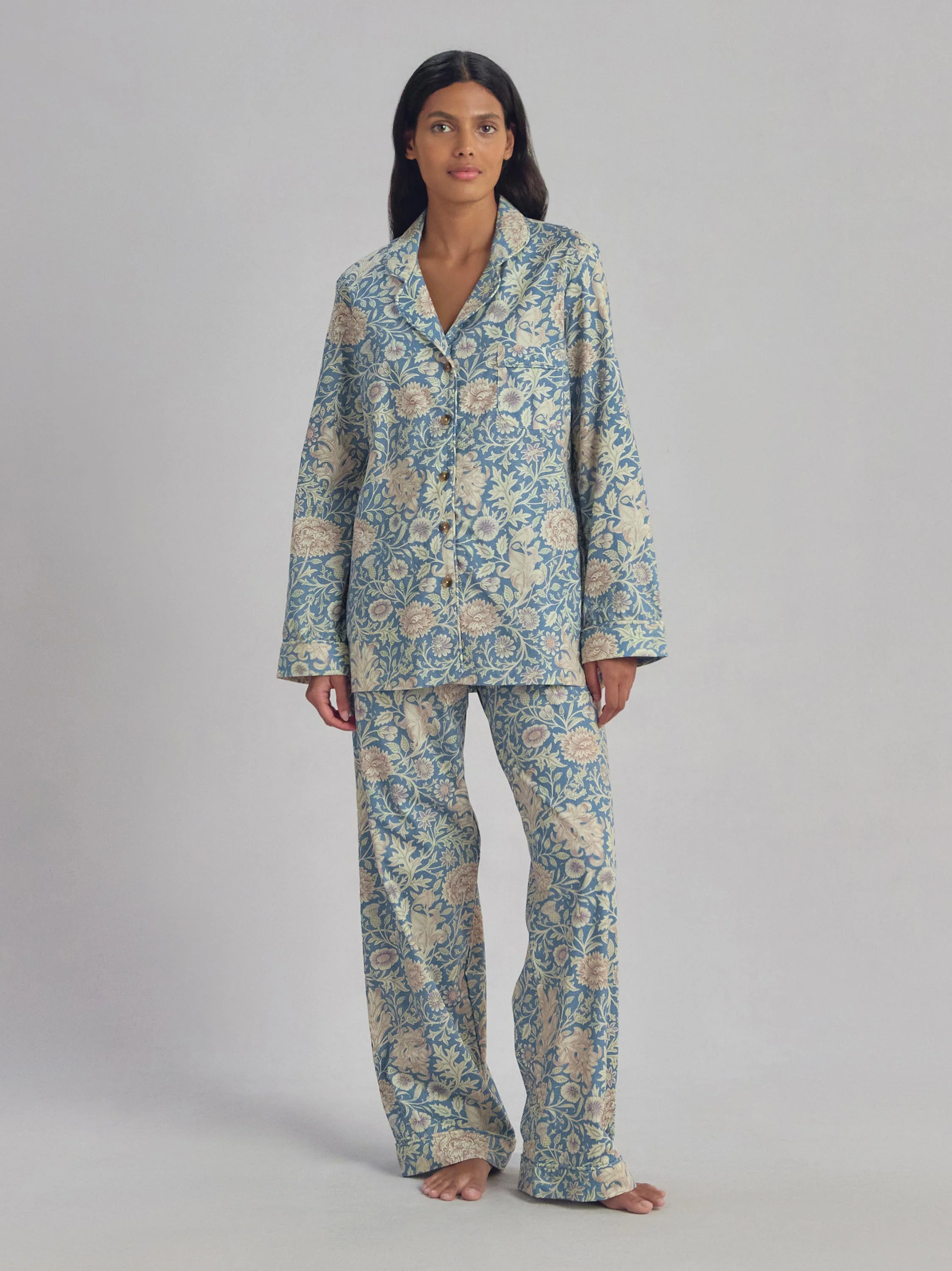 Lightweight Webbs Blue Double Bough Cotton Trouser Set Effective