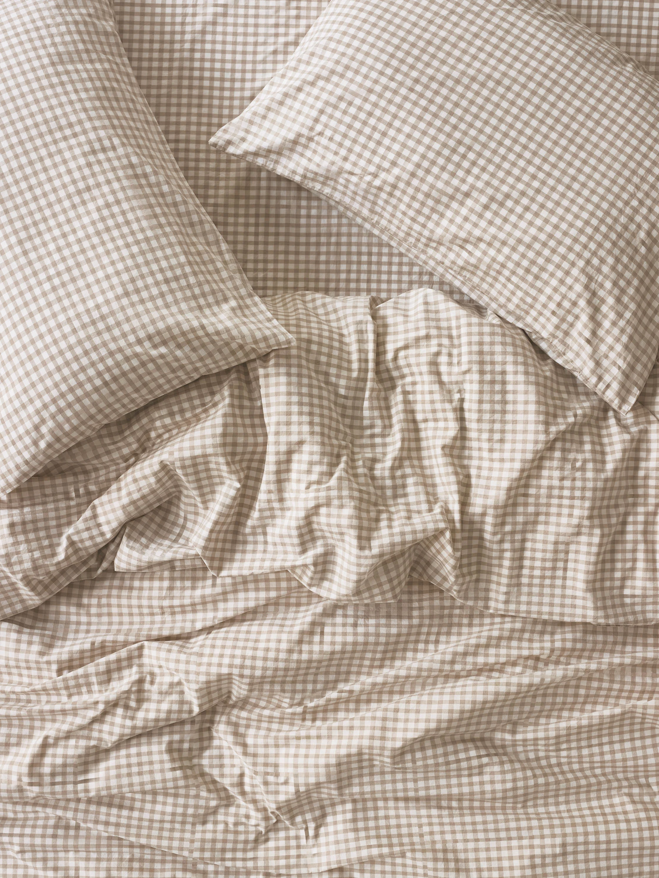 High-Performance Café au Lait Gingham Washed Cotton Duvet Cover Secure