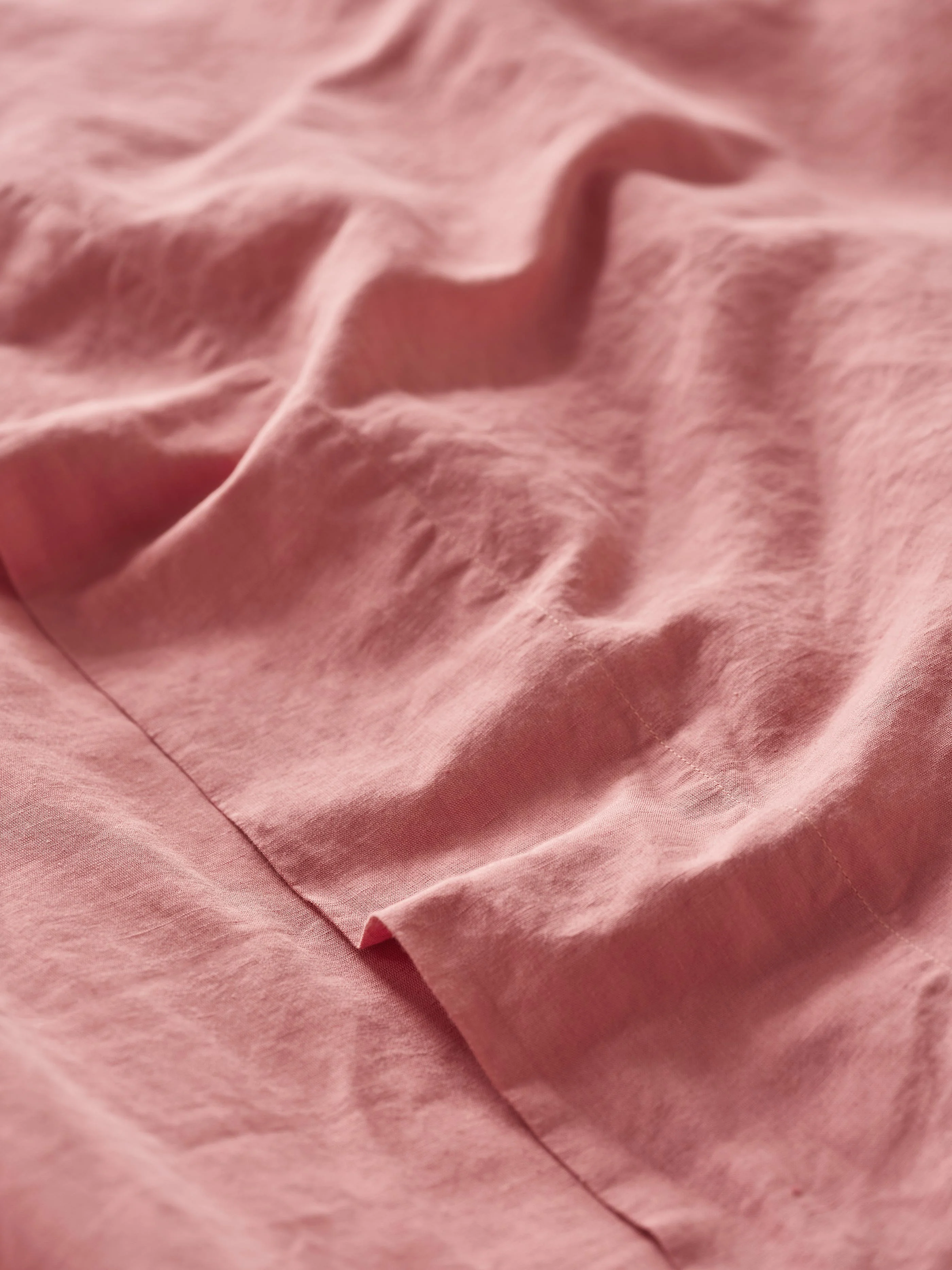 Green Dusty Pink Linen Blend Flat Sheet Verified