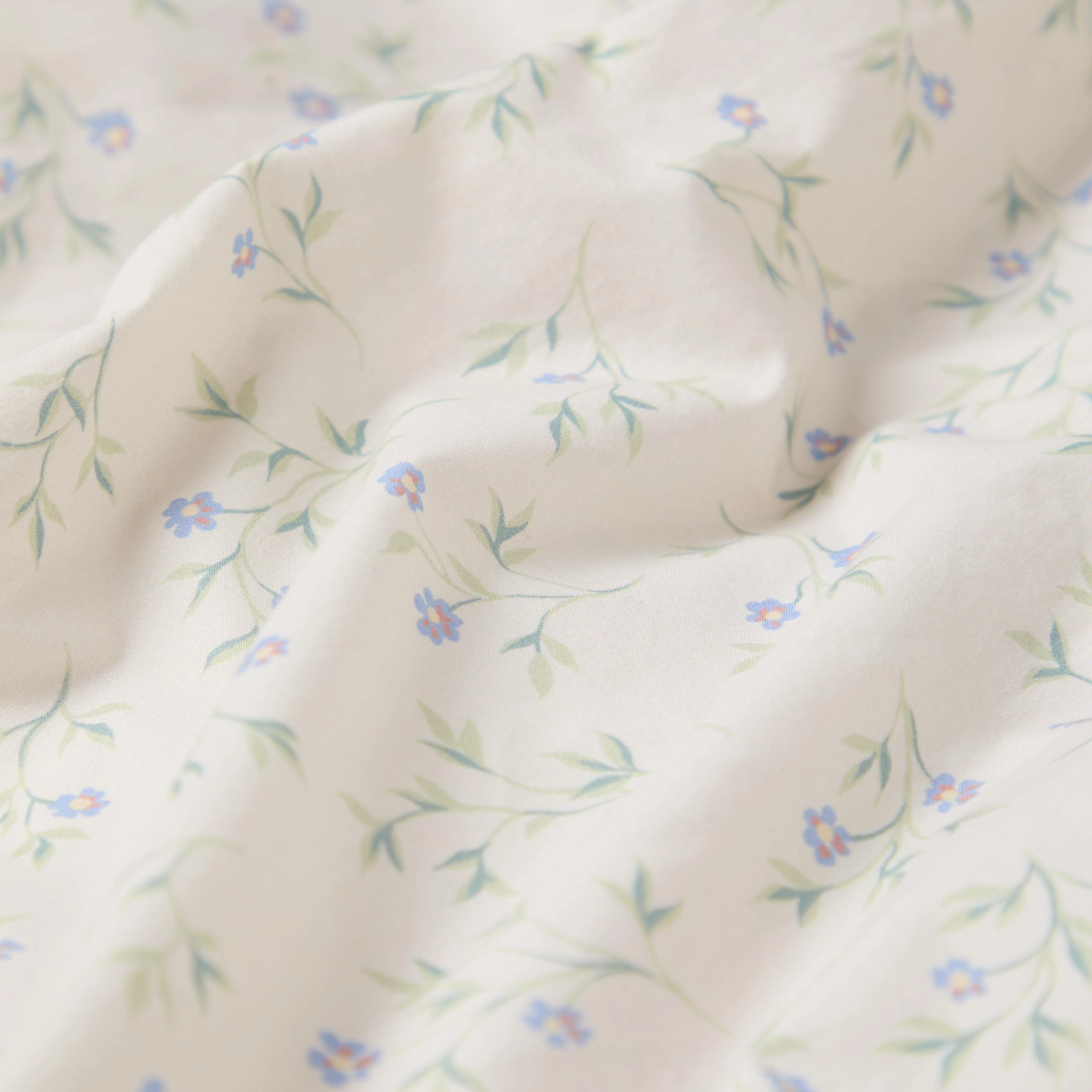 Official Cream Spring Sprig Cotton Flat Sheet Trendy
