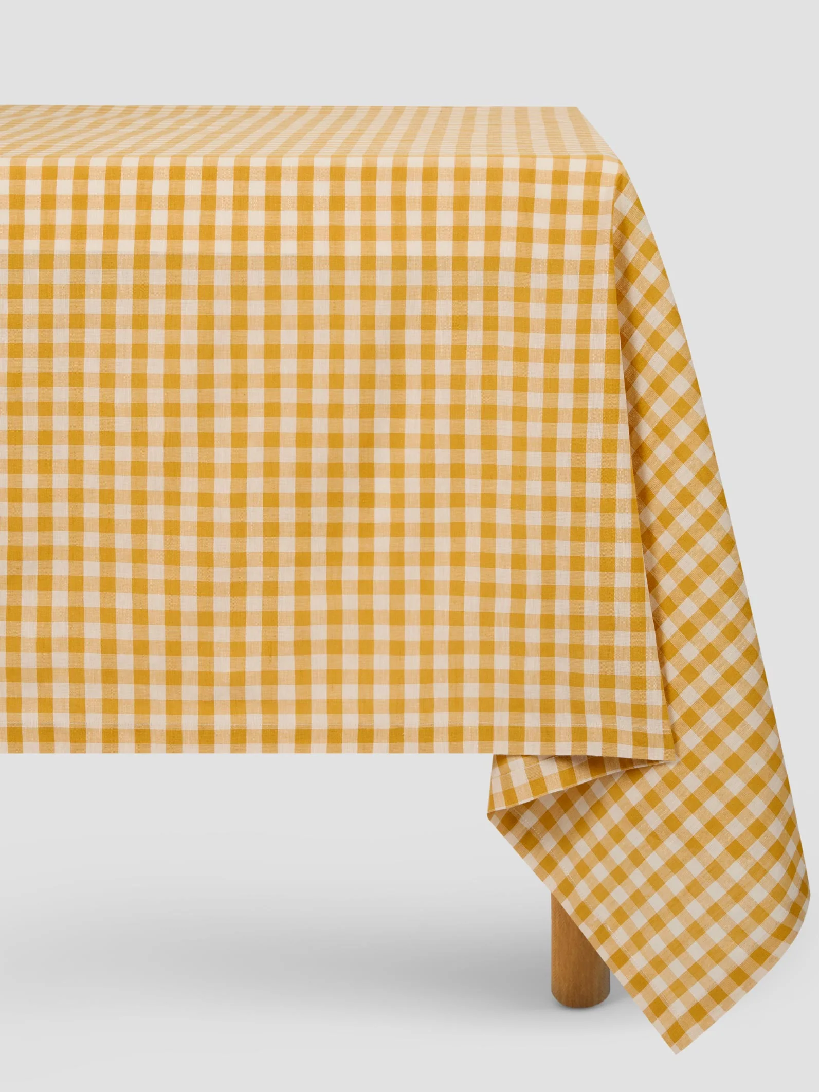 Soft Honey Gingham Linen Blend Tablecloth Stylish