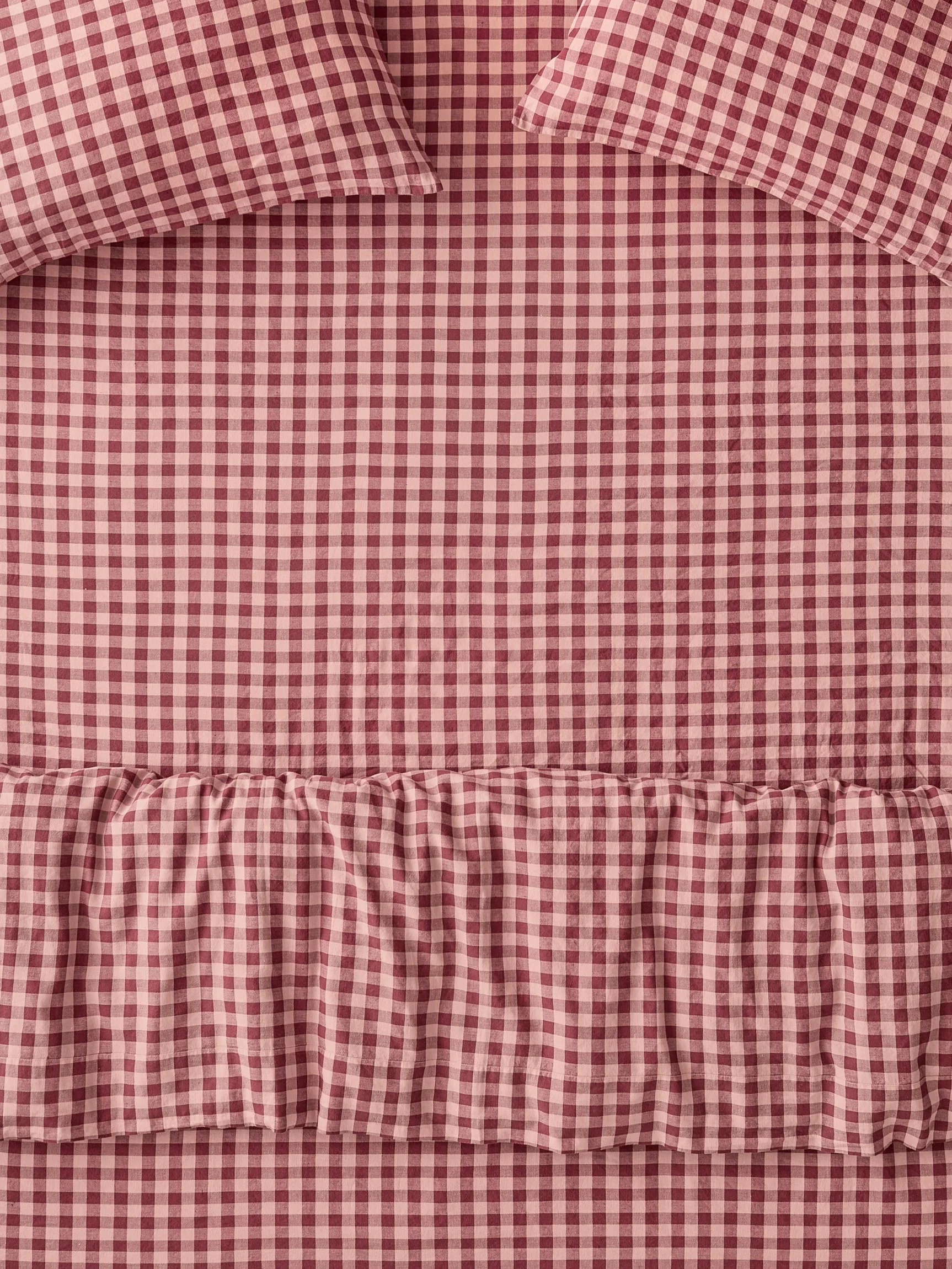 Selected Rhubarb Rose Pembroke Gingham Linen Blend Fitted Sheet Original Design
