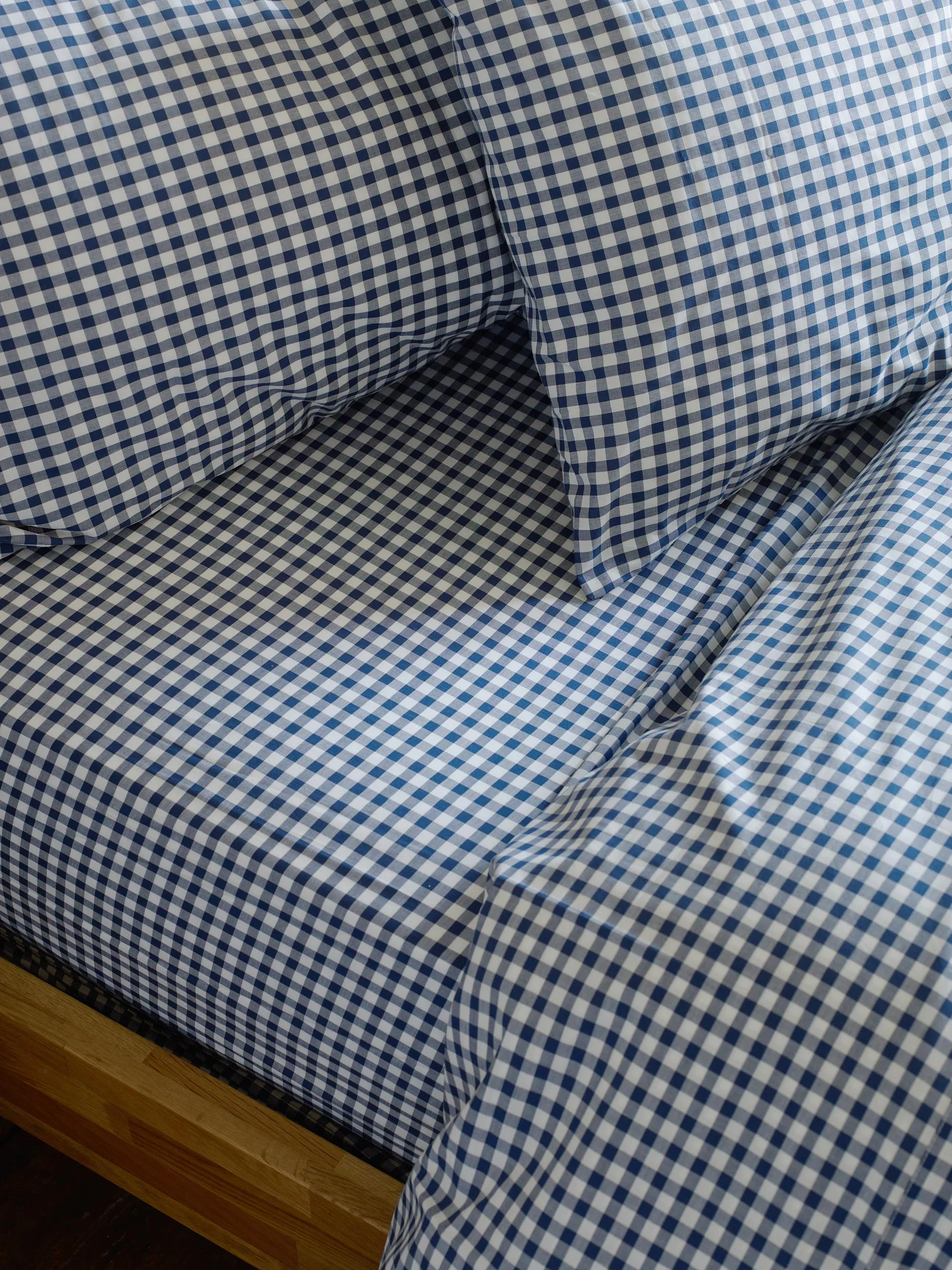 Refined Indigo Gingham Kids Gingham Cotton Fitted Sheet Elegant