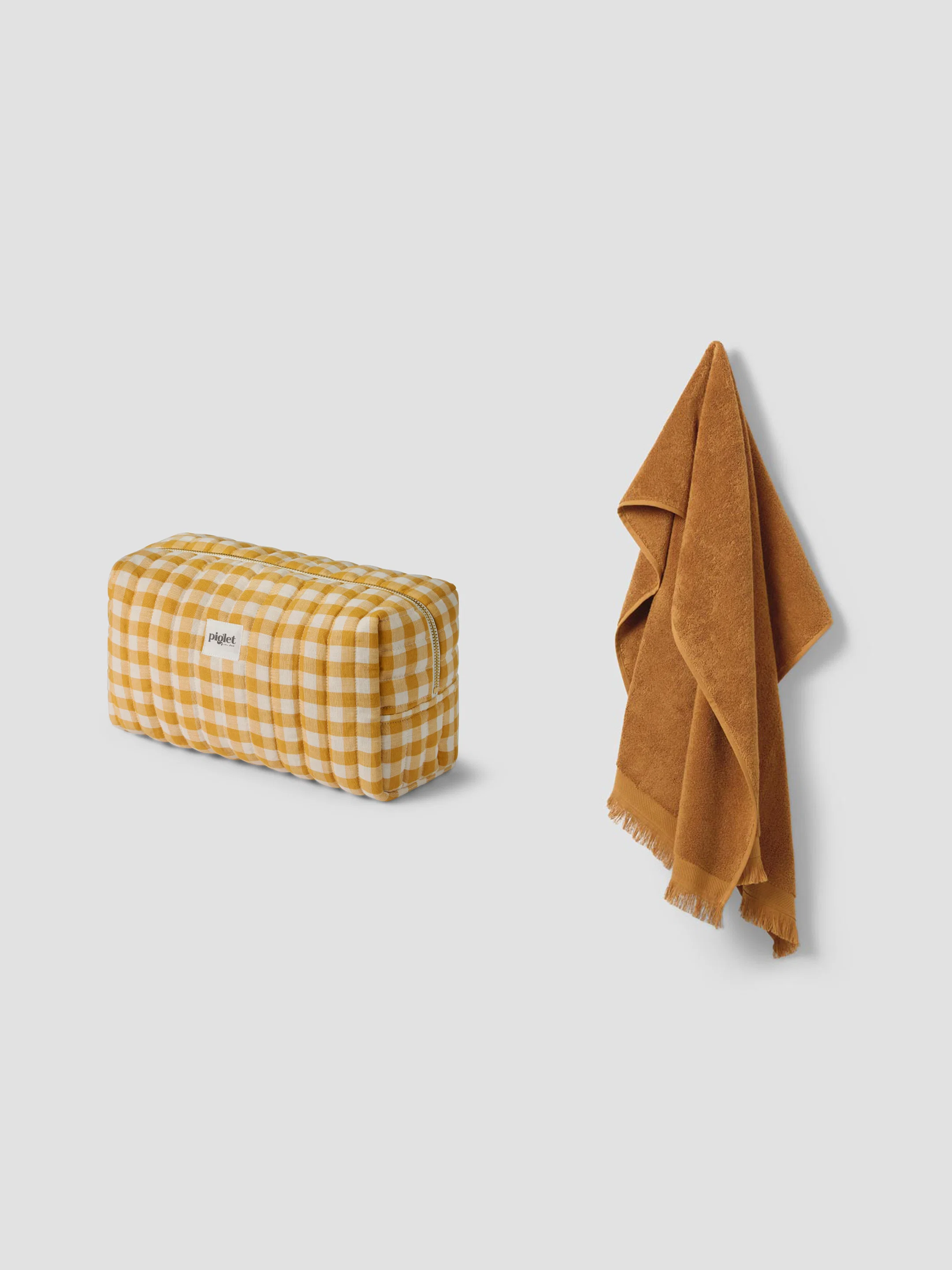 Clean Honey Gingham Wash Bag Russet Yellow Towels Bundle Trusted