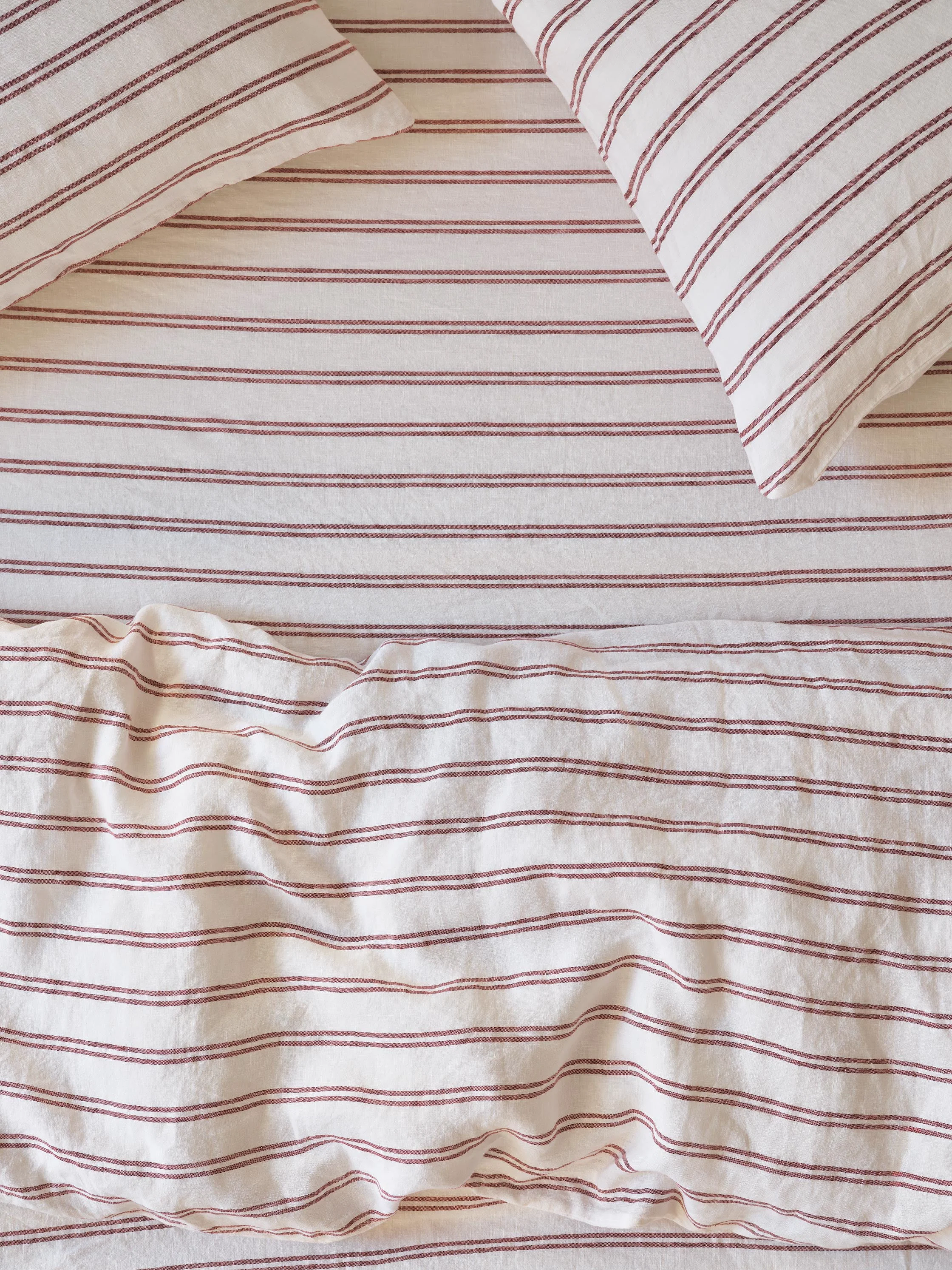 Comfortable Rhubarb Kemptown Stripe Linen Fitted Sheet Responsible