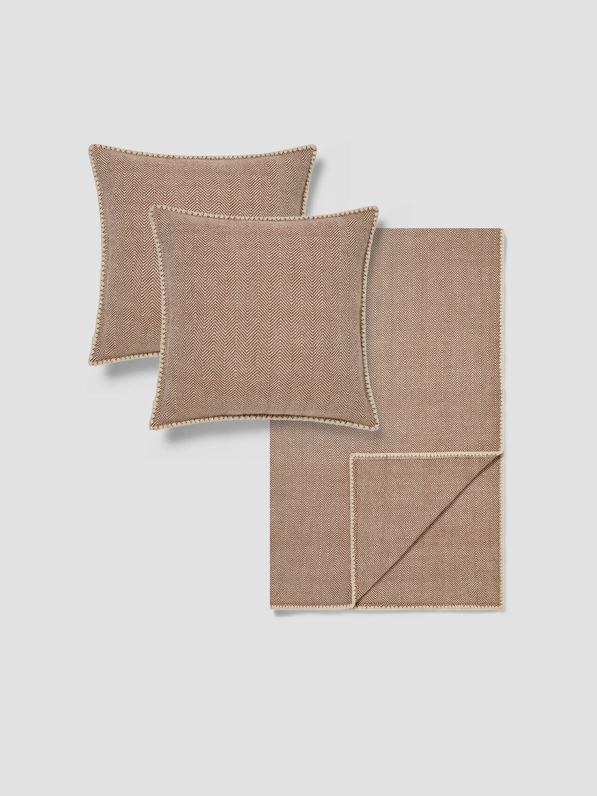 Unique Mocha Herringbone Wool Home Bundle High-End