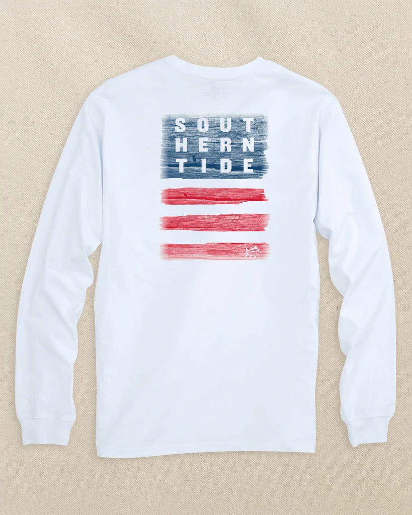 Outstanding Americana Wooden Flag Long Sleeve T-Shirt Trendy