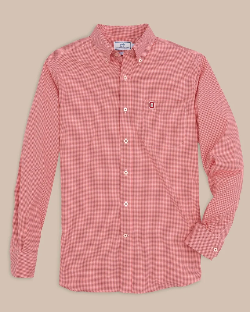 Efficient Ohio State Buckeyes Gingham Button Down Shirt Traditional