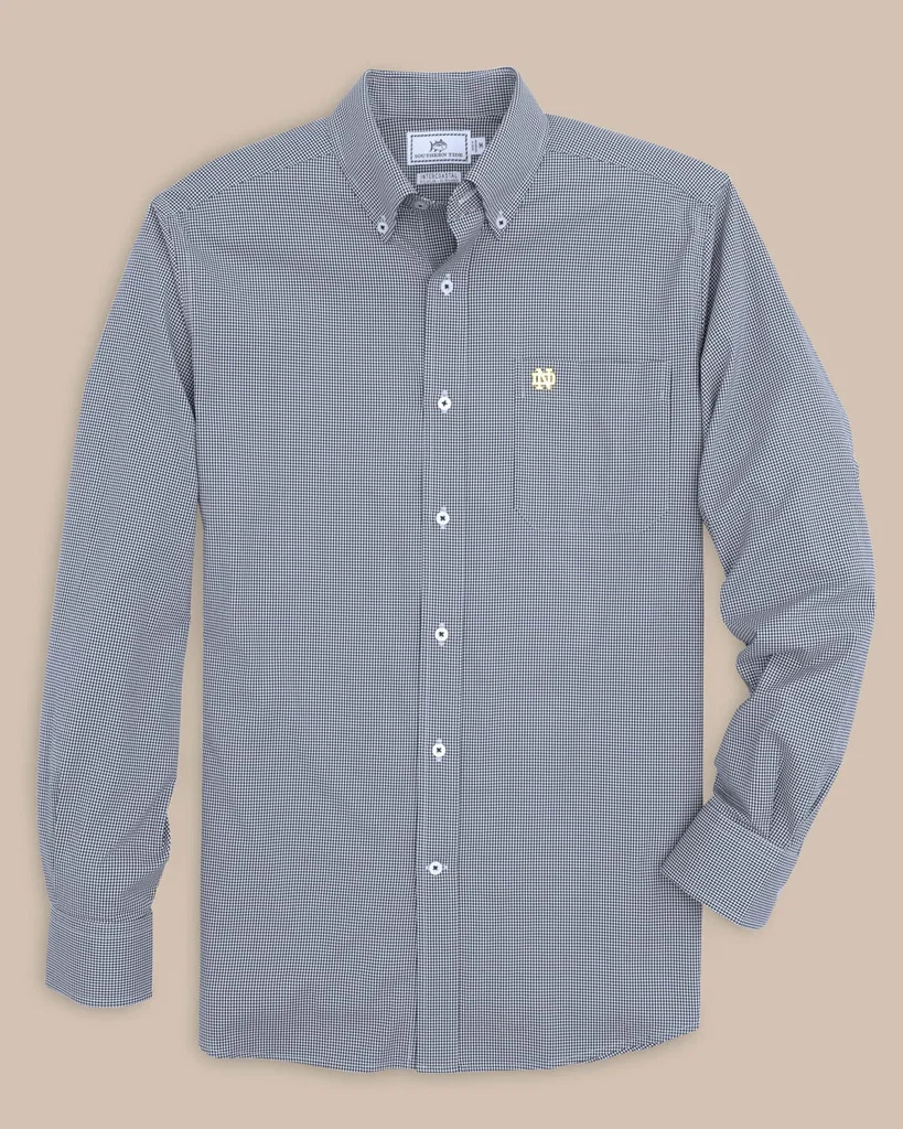 Luxury Notre Dame Fighting Irish Gingham Button Down Shirt Elite