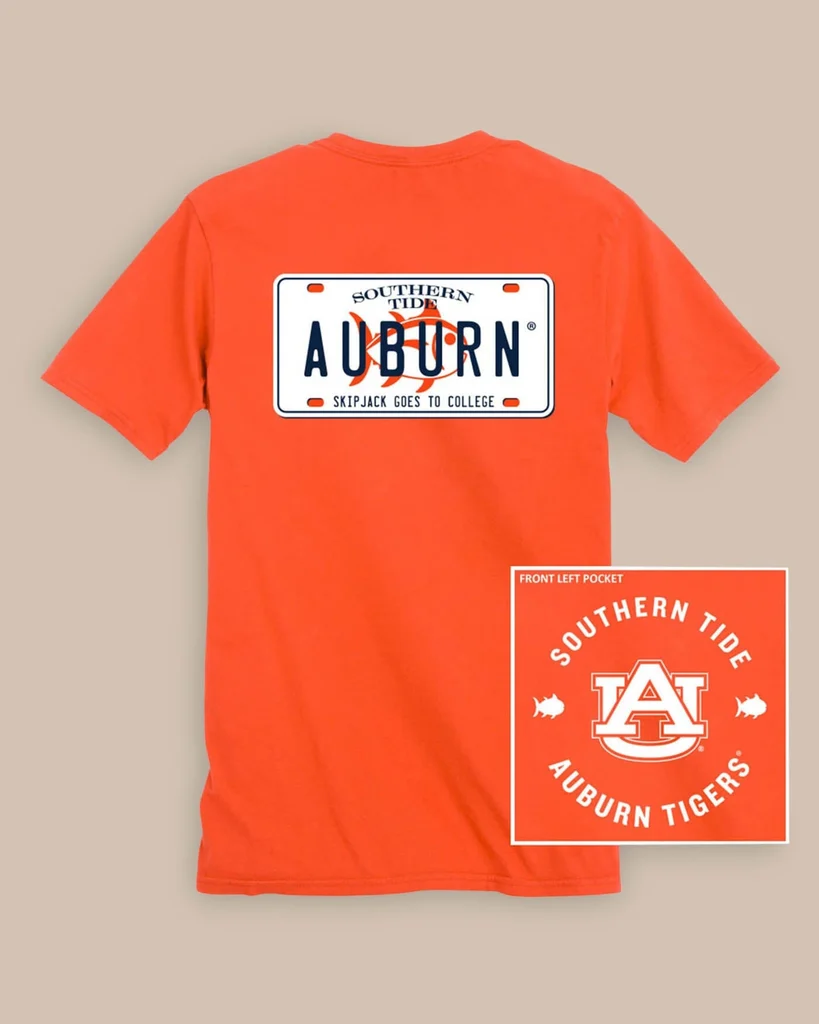 Organic Auburn Tigers License Plate T-Shirt Sustainable