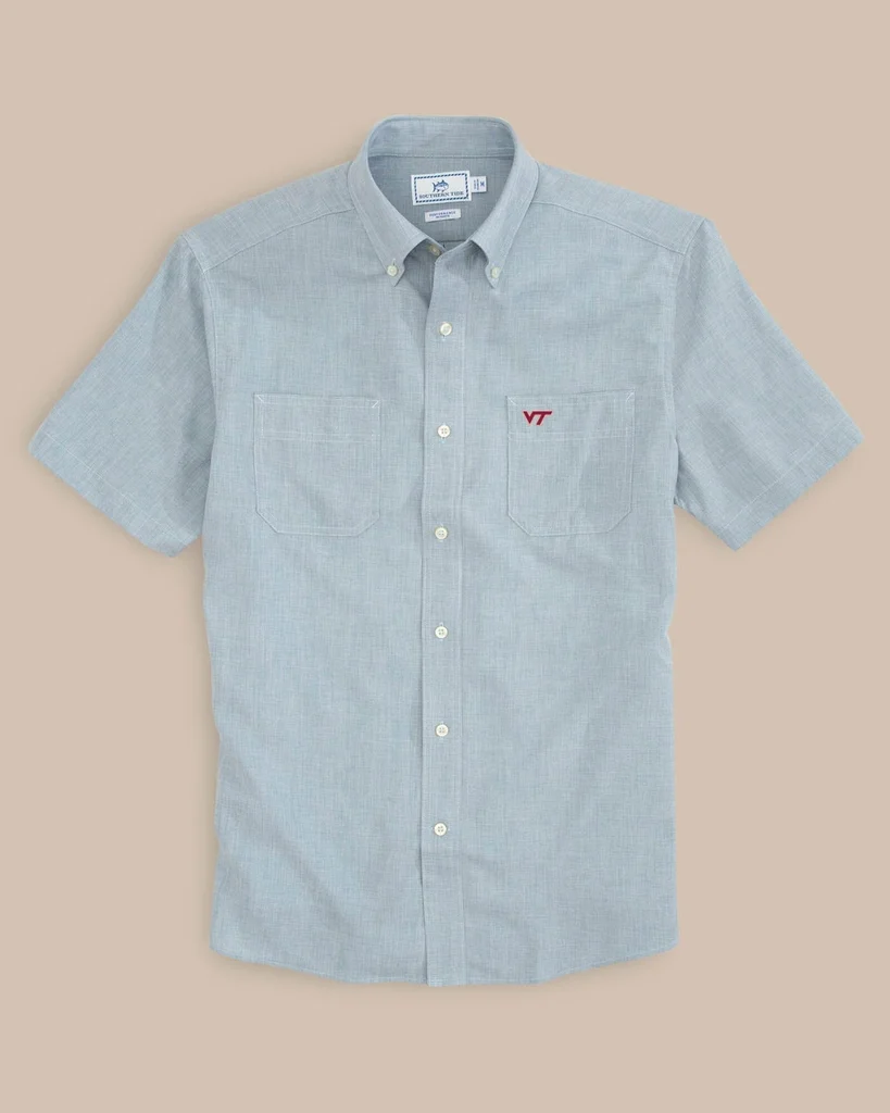 Versatile Virginia Tech Hokies Short Sleeve Button Down Dock Shirt High-End