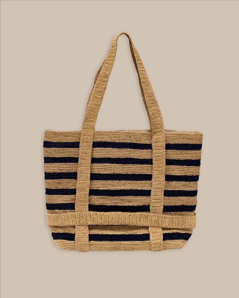 Optimized Striped Straw Hat Carrier Beach Tote Certified