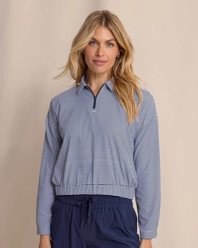 Exclusive Kira Half Zip Stripe Pullover Clean
