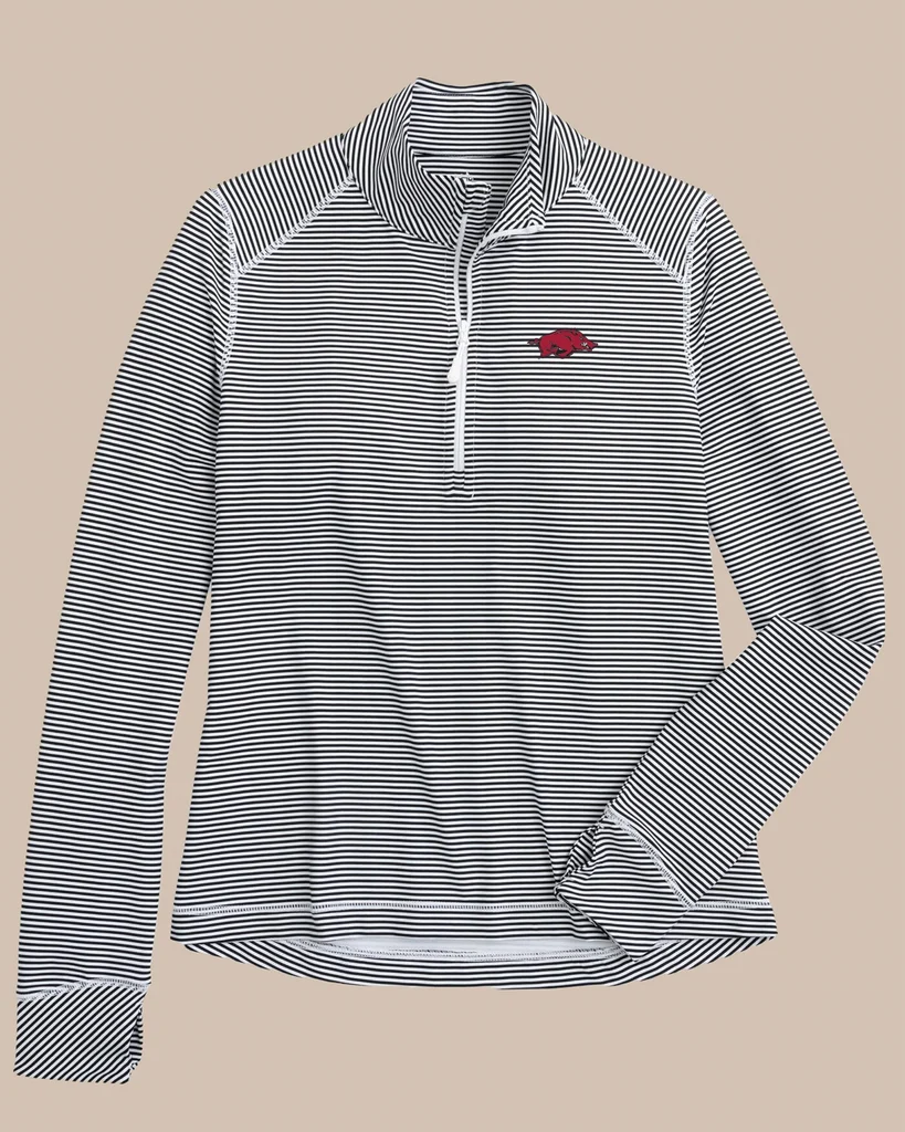 World-Class Arkansas Razorbacks Women's Striped Runaround Quarter Zip Safe