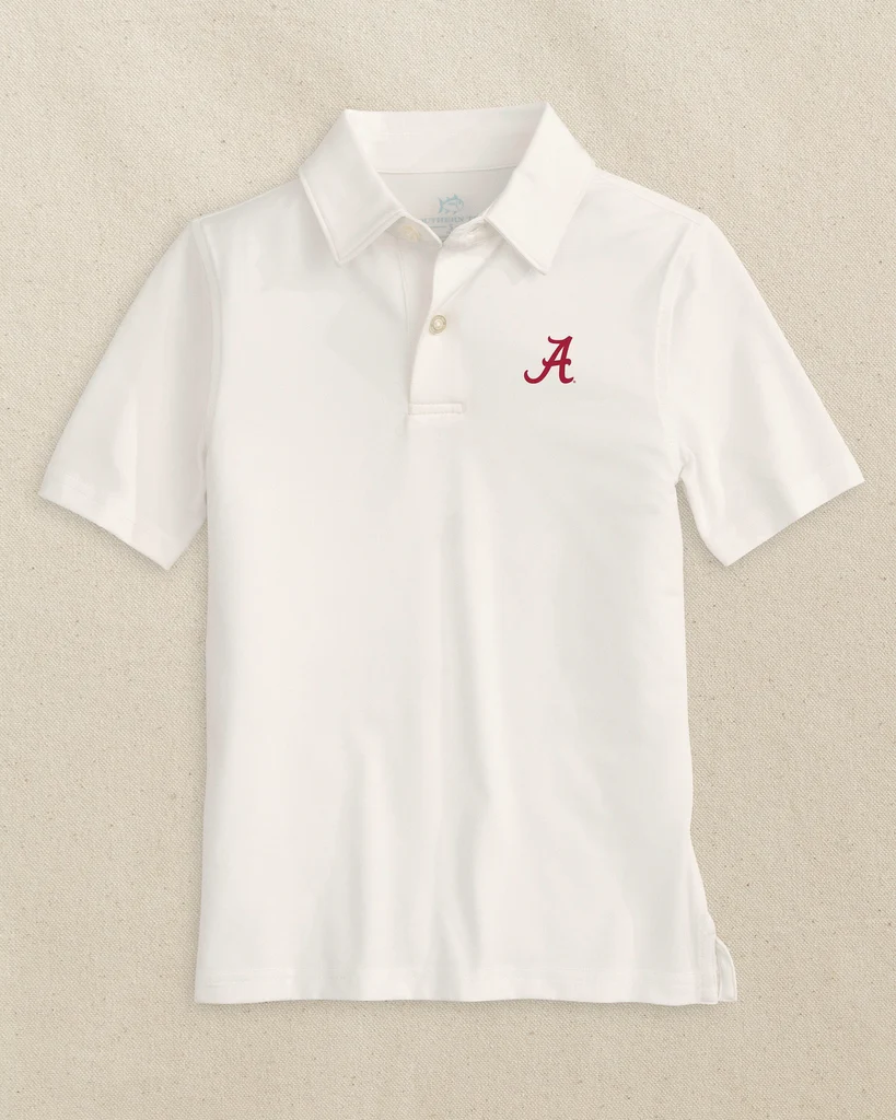 Powerful Alabama Crimson Tide Boys Driver Performance Polo Shirt Natural