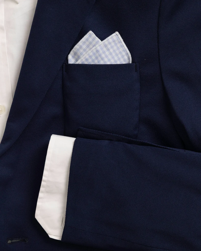 Healthy Blue Gingham Pocket Square Lightweight