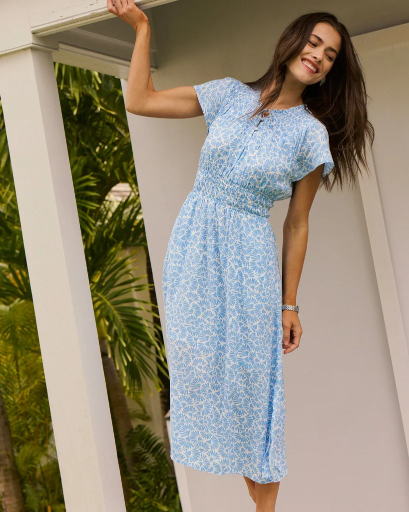 Sustainable Clementine Flutter Sleeve Midi Dress Authentic