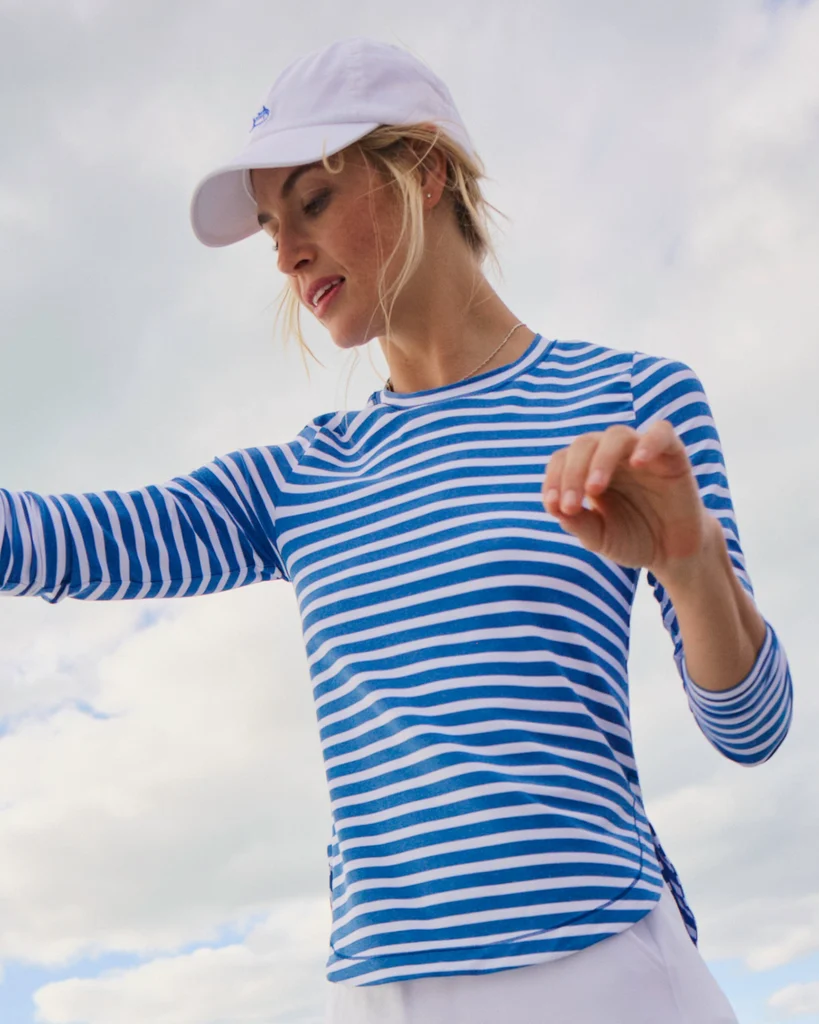 Recyclable Linley Stripe Coastal Breeze® Performance Crew Genuine