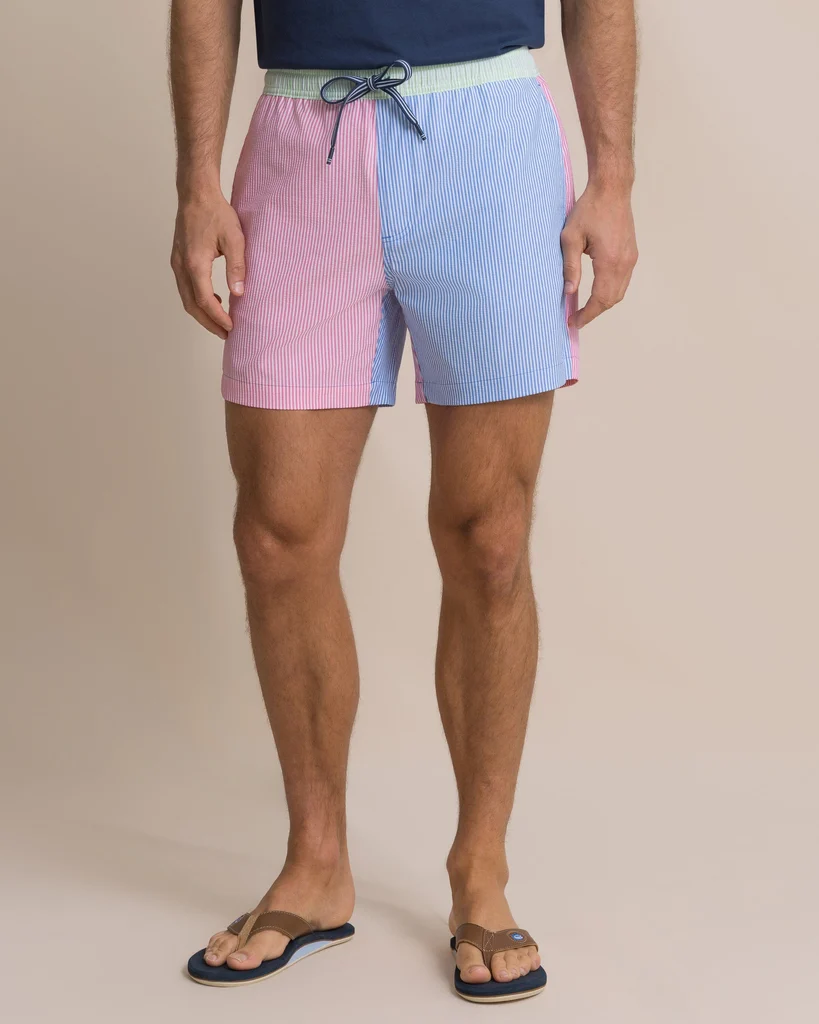 Selected Colorblock Seersucker Stripe Maritime Swim Trunk Healthy