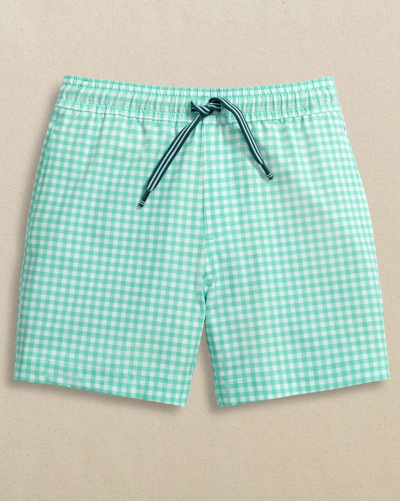 Casual Boys Pelican Bay Gingham Maritime Swim Trunk Natural