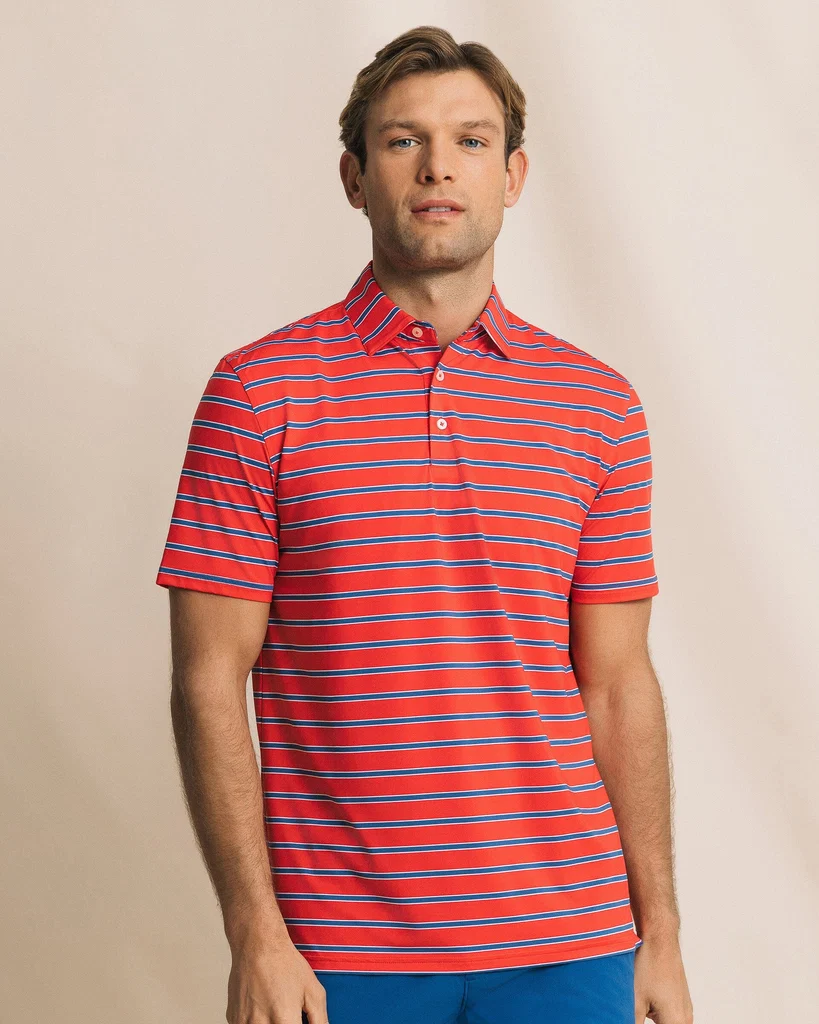 Expertly Made Moonlight Bay Stripe Coastal Breeze® Performance Polo Powerful