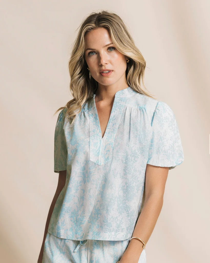 Breathable Cassia Bubble Sleeve Top Classic