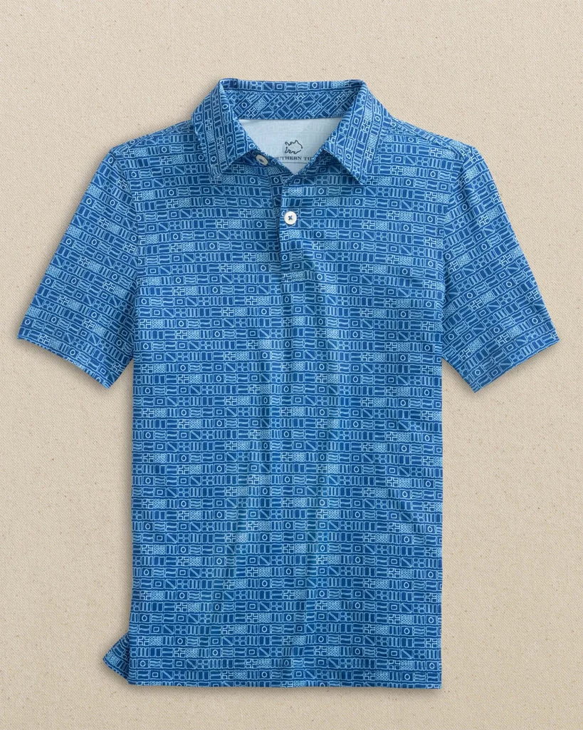 Organic Boys Driver Nautical Flags Printed Performance Polo Flexible