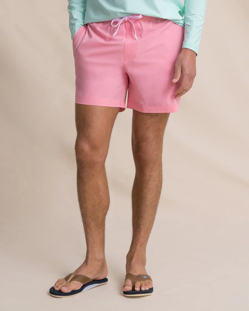 Durable Solid Maritime Swim Trunk - Sea Pink High-End