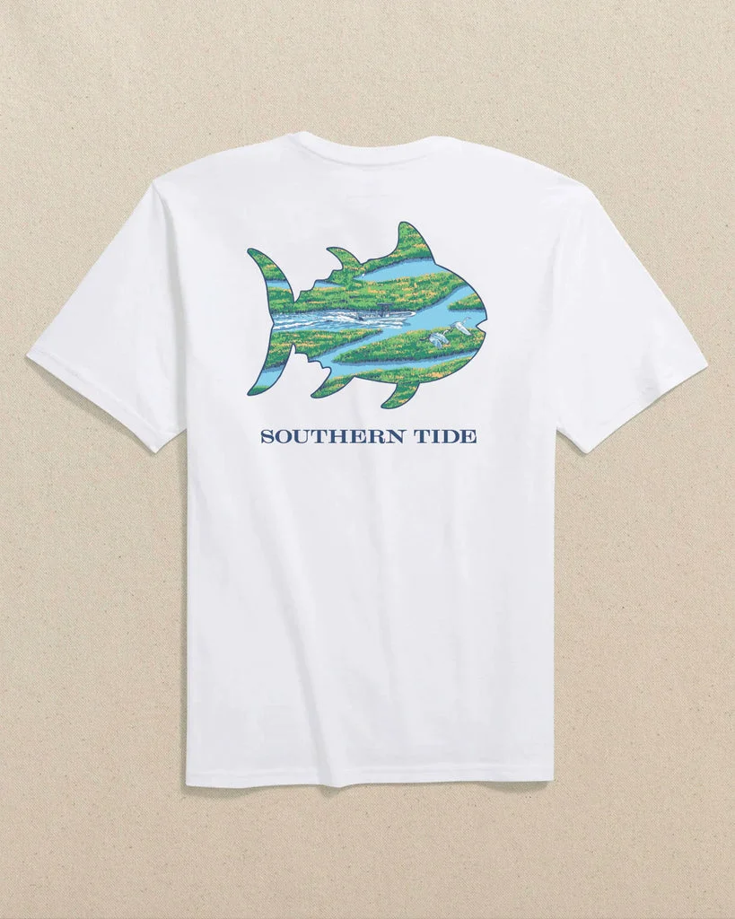 High-Grade Skipjack Fill Marsh Scene Short Sleeve T-Shirt Selected