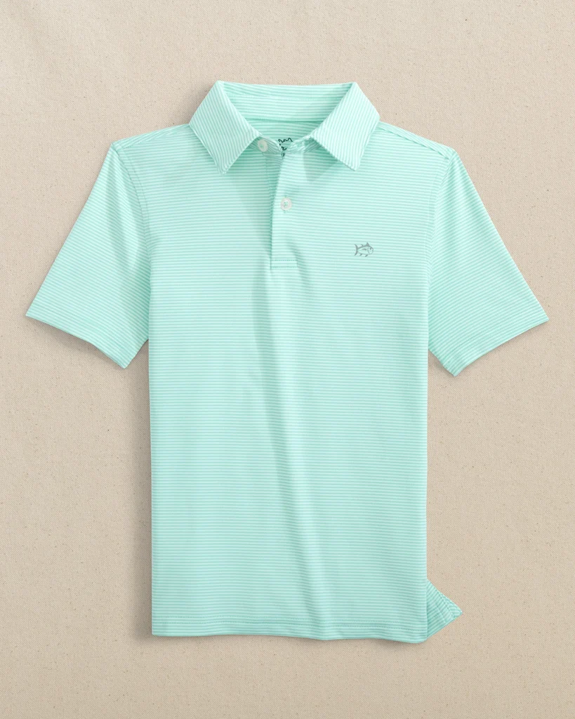 Premium Material Boys Driver Meadowbrook Stripe Performance Polo - Garden Grove Practical
