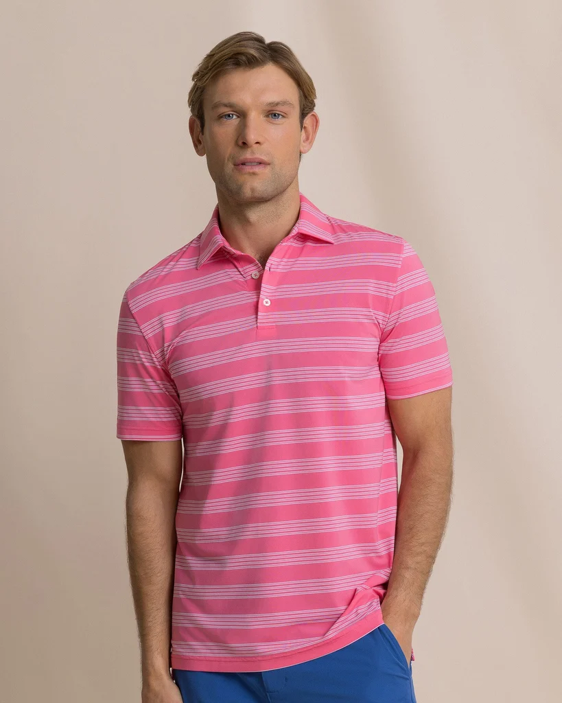 Authentic Dune Crest Stripe Coastal Breeze® Performance Polo Fashionable