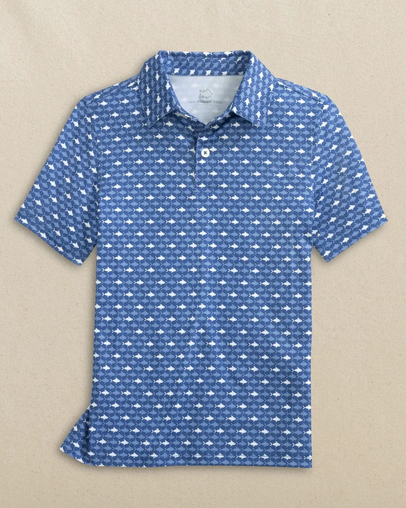 Easy-to-Use Boys Driver Fish Printed Performance Polo Environmentally Friendly