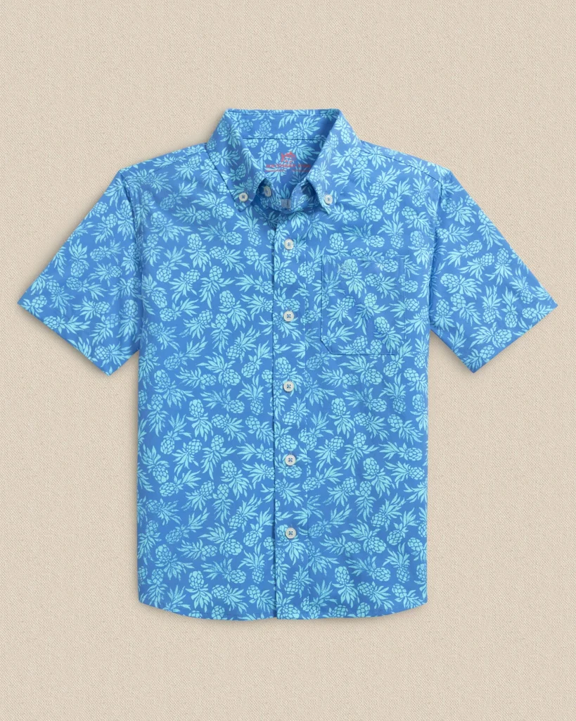 Optimized Boys Pineapple Parade Coastal Breeze® Short Sleeve Sport Shirt Recyclable