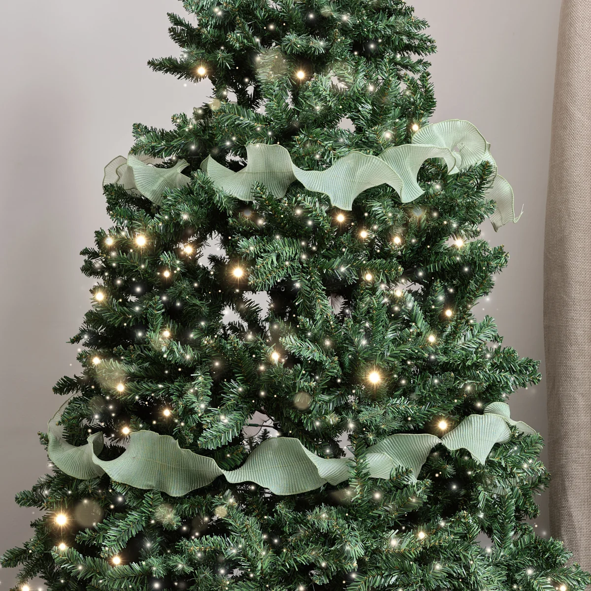 Artisan Green Sparkle Ruffle Christmas Tree Ribbon - 270cm 2.7m 106.3' Casual