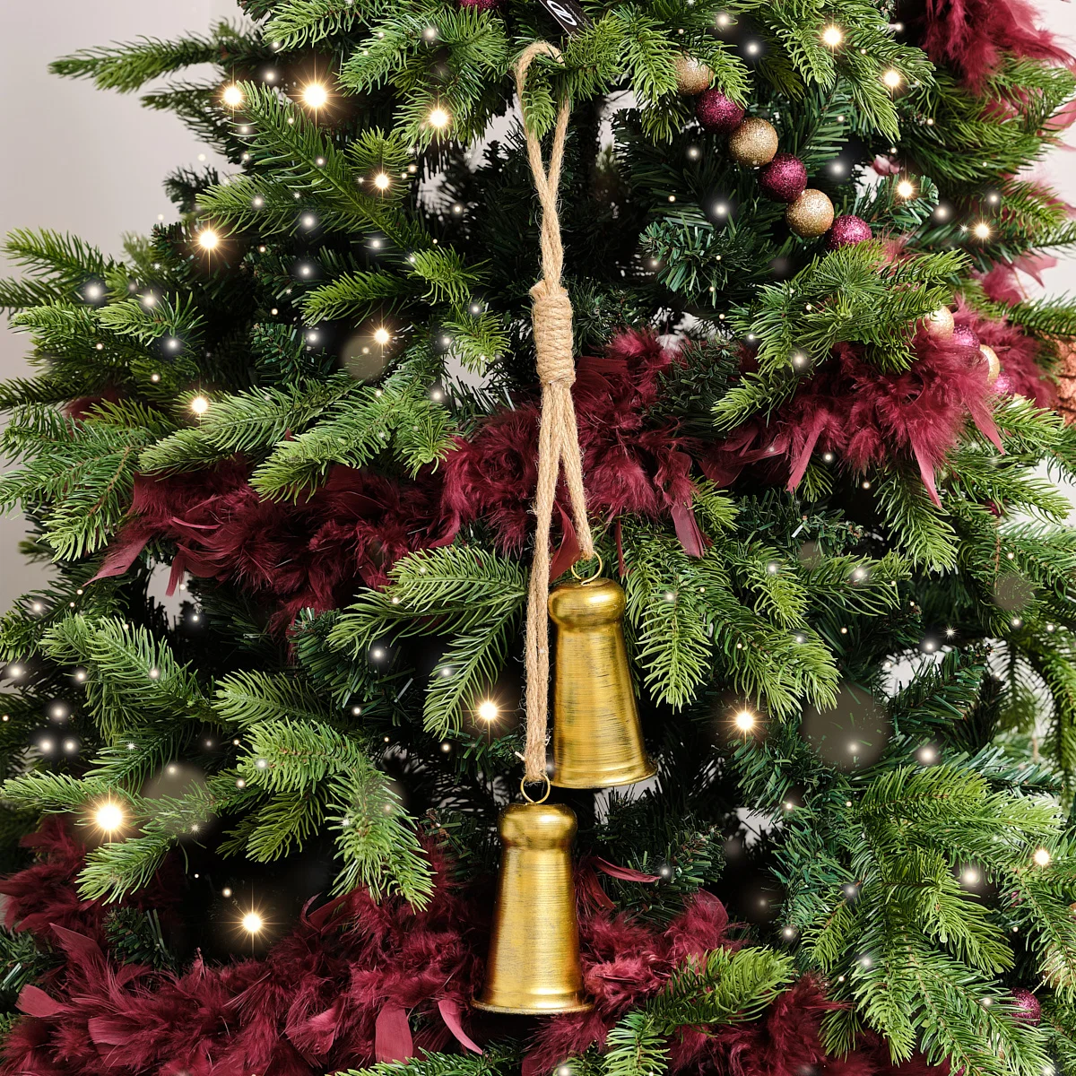 Artisan Large Gold Metal Hanging Bells Christmas Tree Decoration - 50cm High-Grade