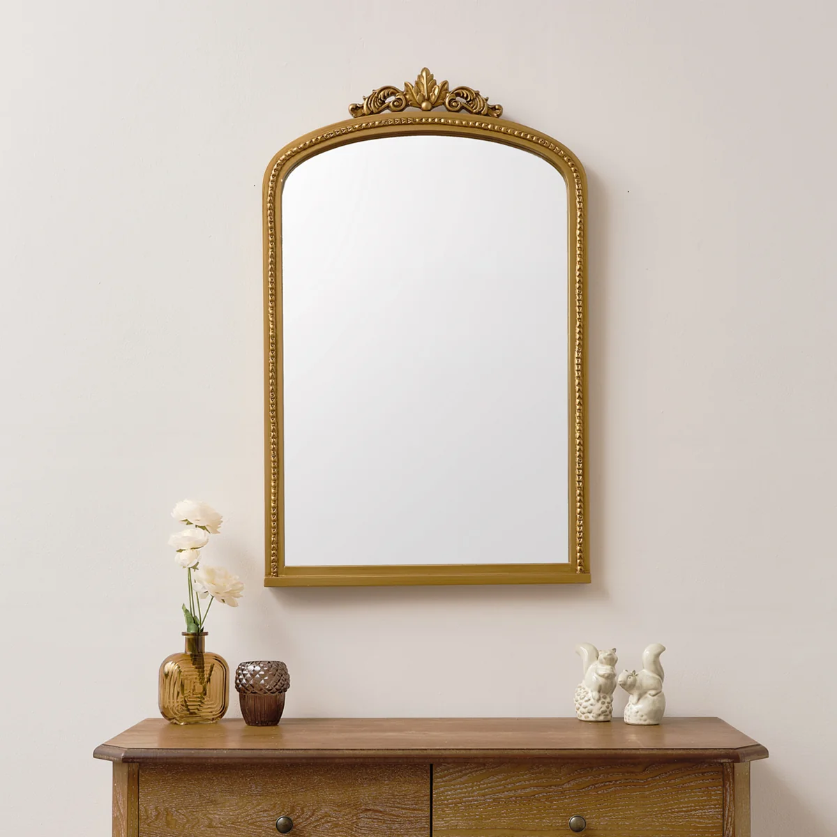 Dependable Large Arched Ornate Edge Gold Mirror 80cm x 50cm Top-Quality