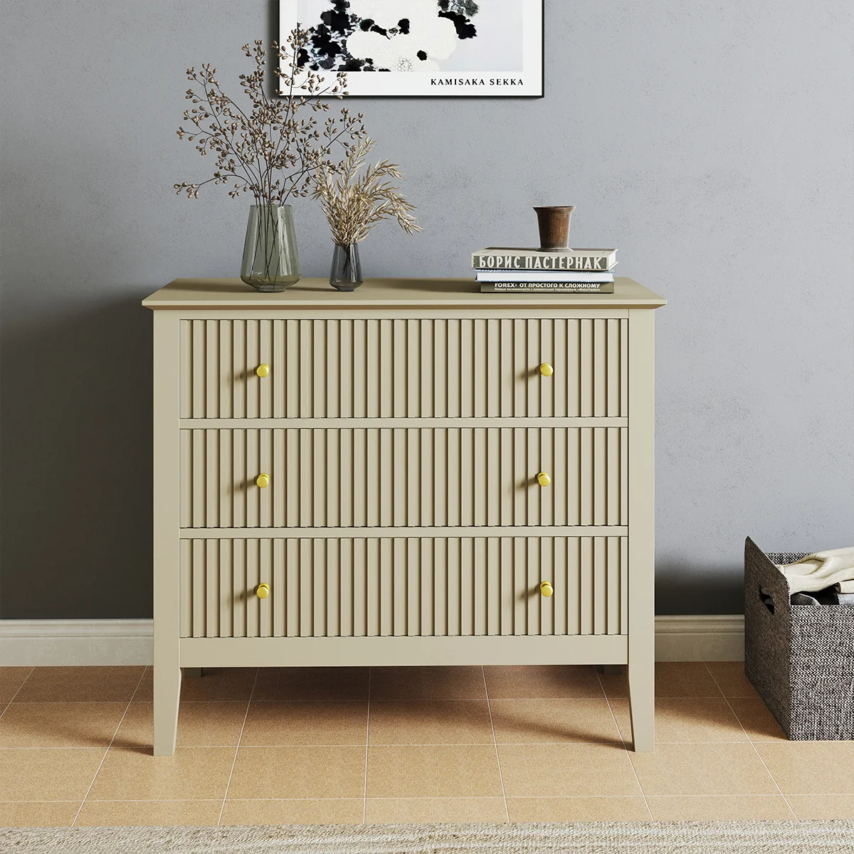 Carefully Designed 3 Drawer Chest of Drawers - Hales Taupe Range Practical