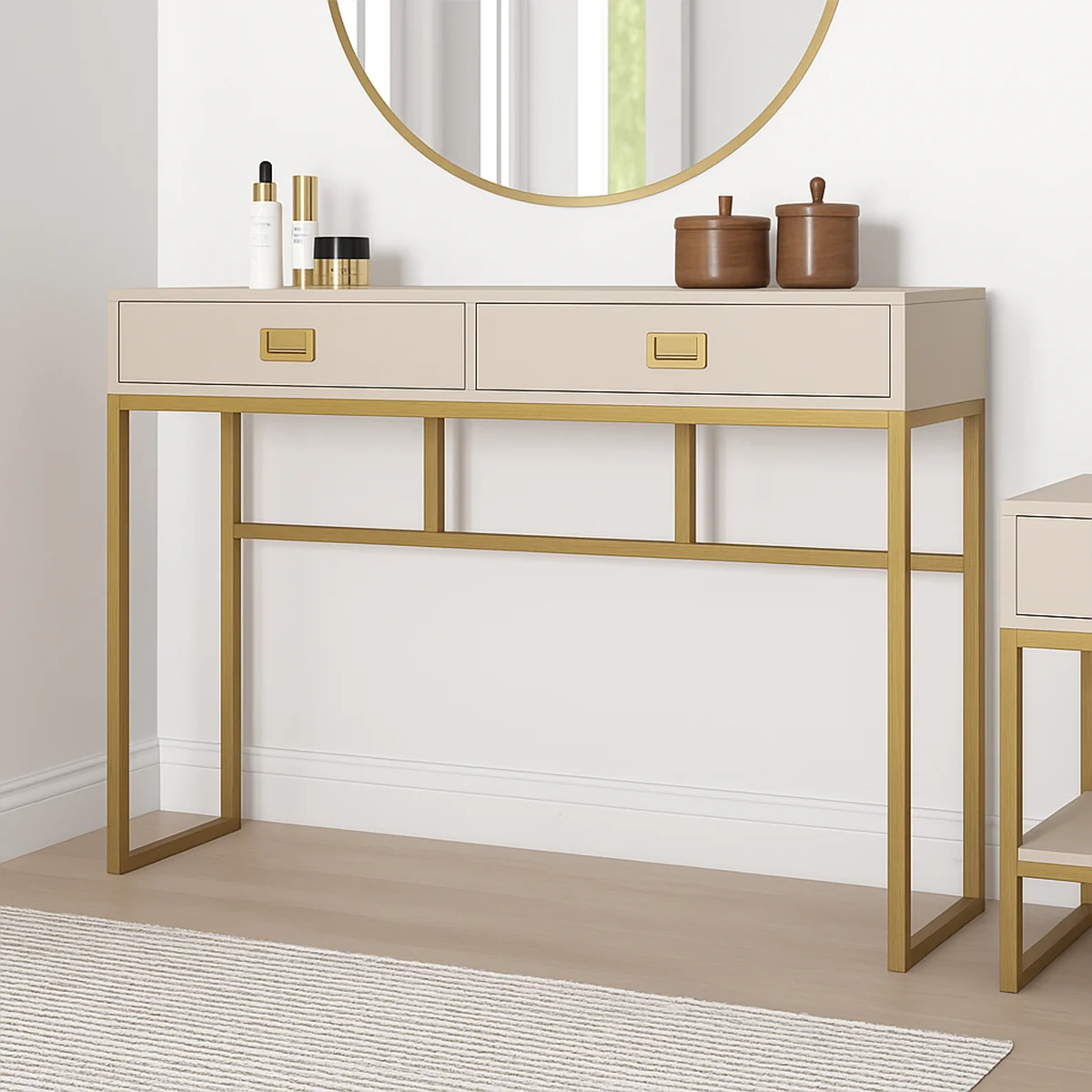 Fashionable Two Drawer Console Dressing Table - Elle Stone Range Smooth