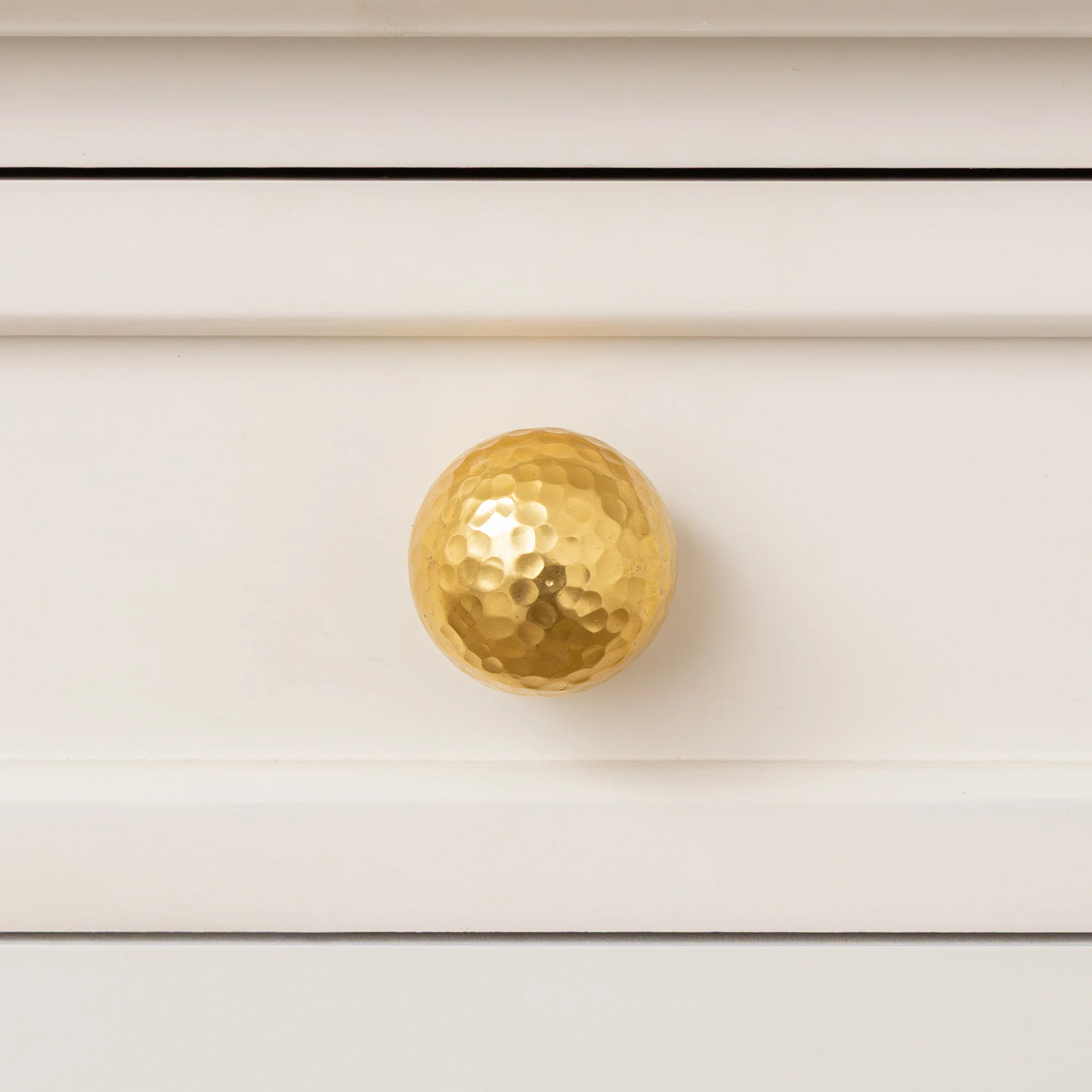 Effective Large Shiny Gold Round Hammered Drawer Knob - 5cm Contemporary